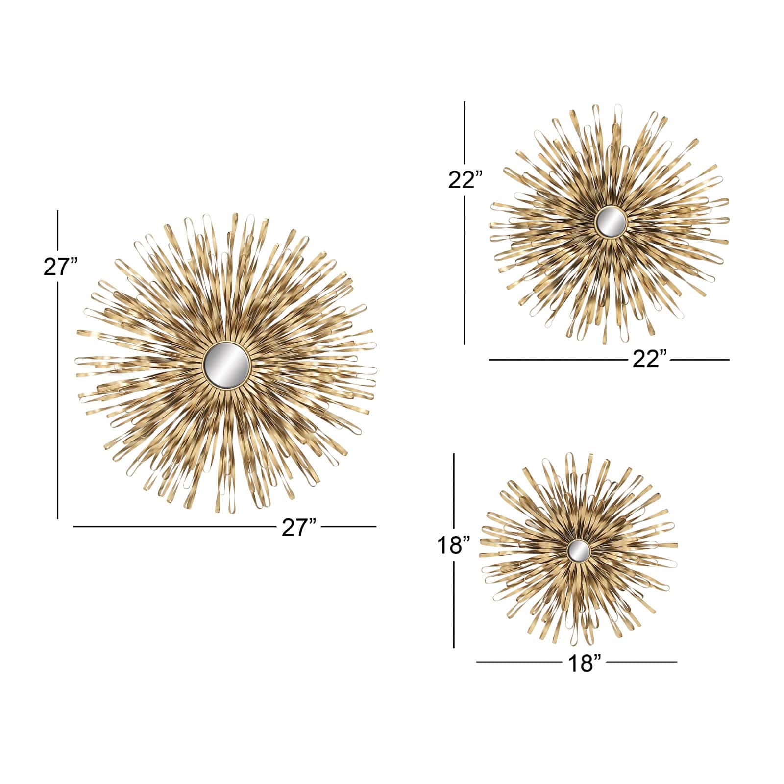 Gold Metal Starburst Modern Wall Décor Set