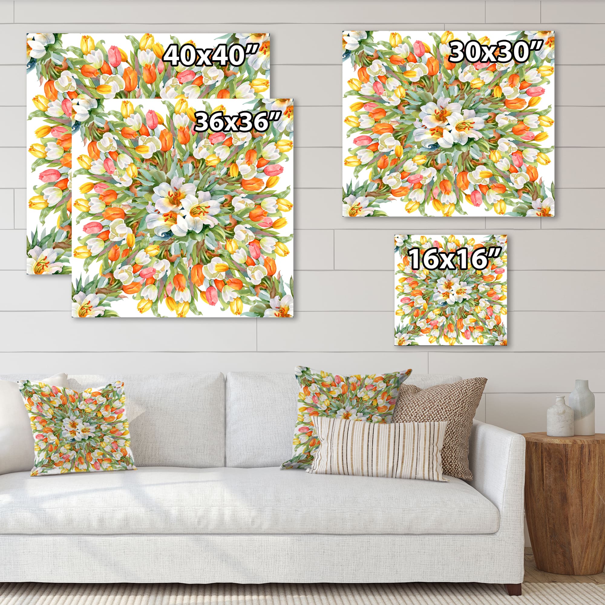 Designart - Blooming White and Orange Tulips II
