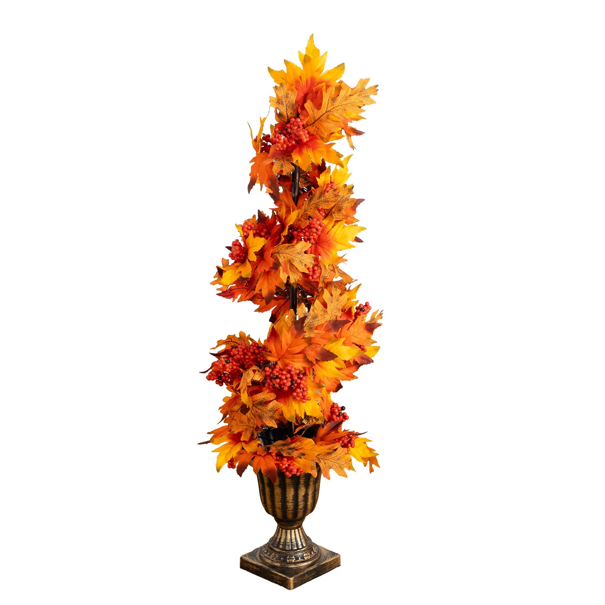 3Ft Autumn Maple Artificial Fall Spiral Tree with Berries in Decorative Urn By Nearly Natural in Orange | 3 ft | Michaels®