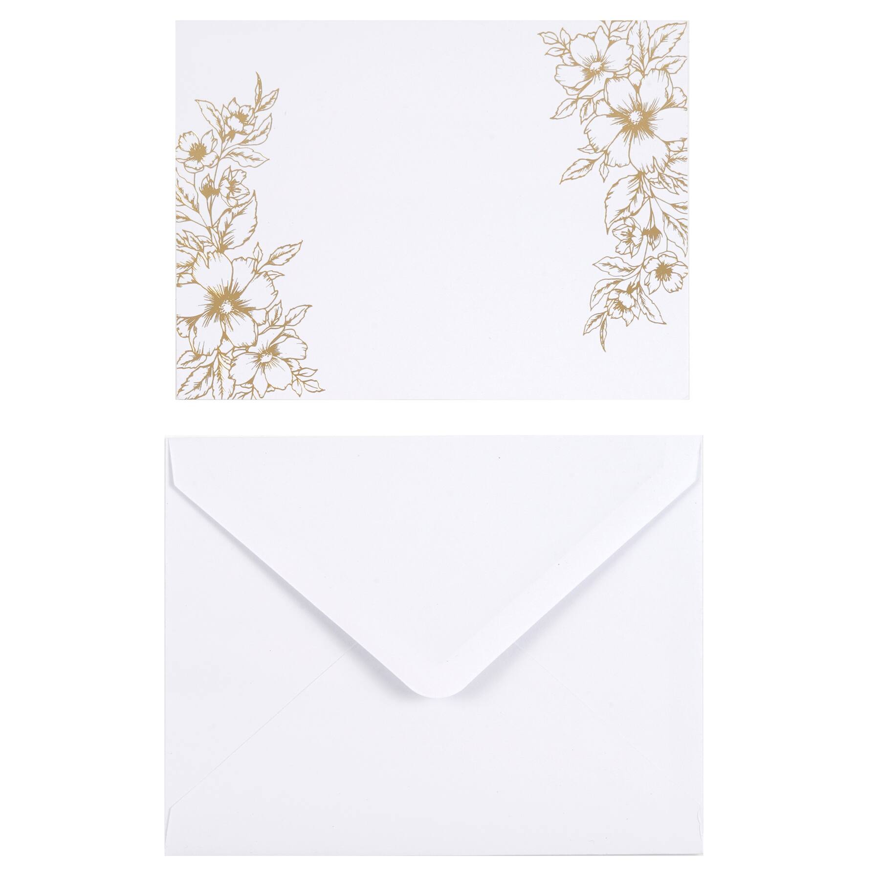 Gold Floral Flat Cards & Envelopes by Recollections™, 4.25" x 5.5"