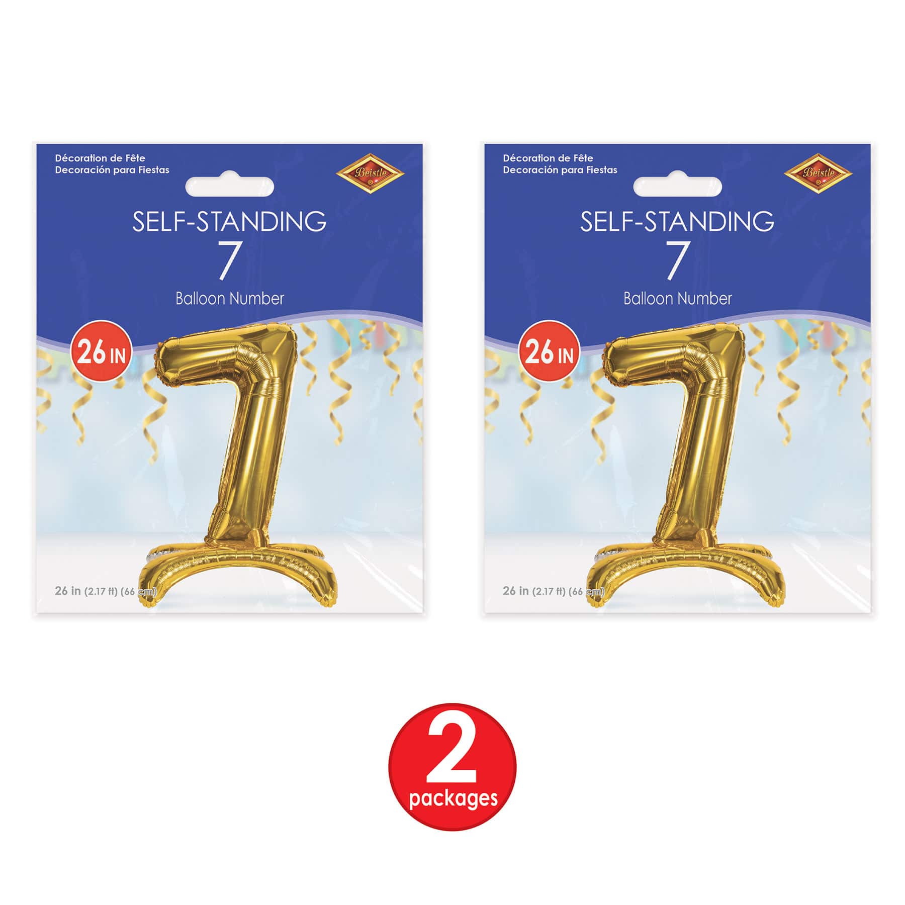Beistle 26" Gold Self-Standing Foil Balloon Numbers, 2ct.