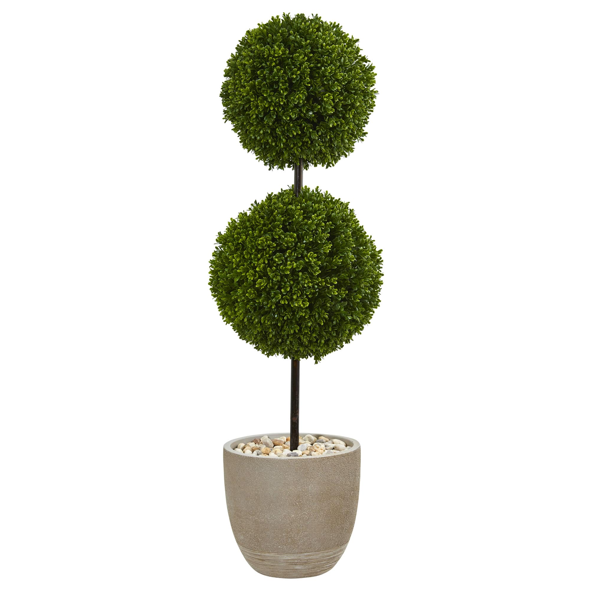 4ft. UV Resistant Boxwood Double Ball Topiary Artificial Tree in Oval Planter