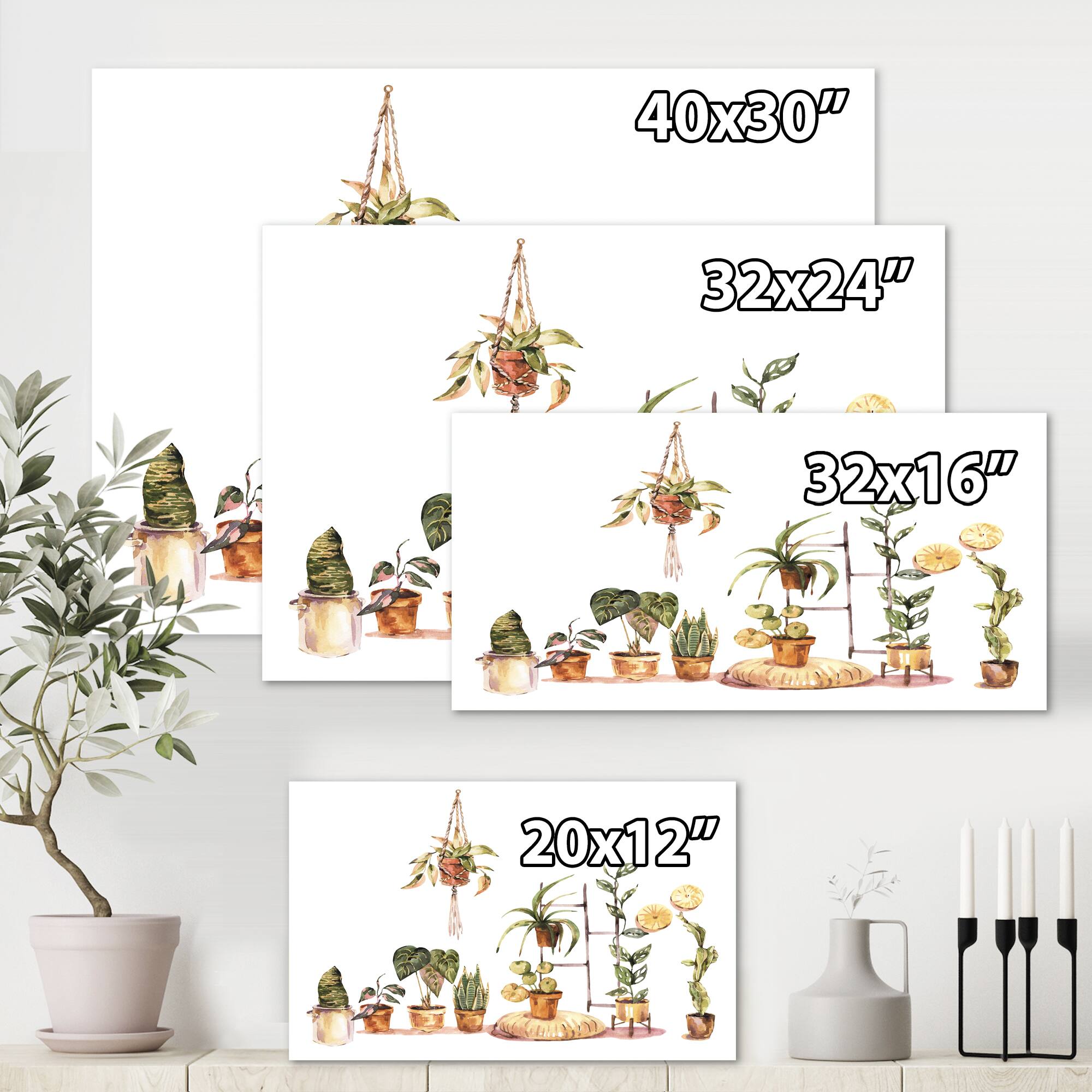 Designart - Indoor House Plants Urban Jungle II - Traditional Canvas Wall Art Print