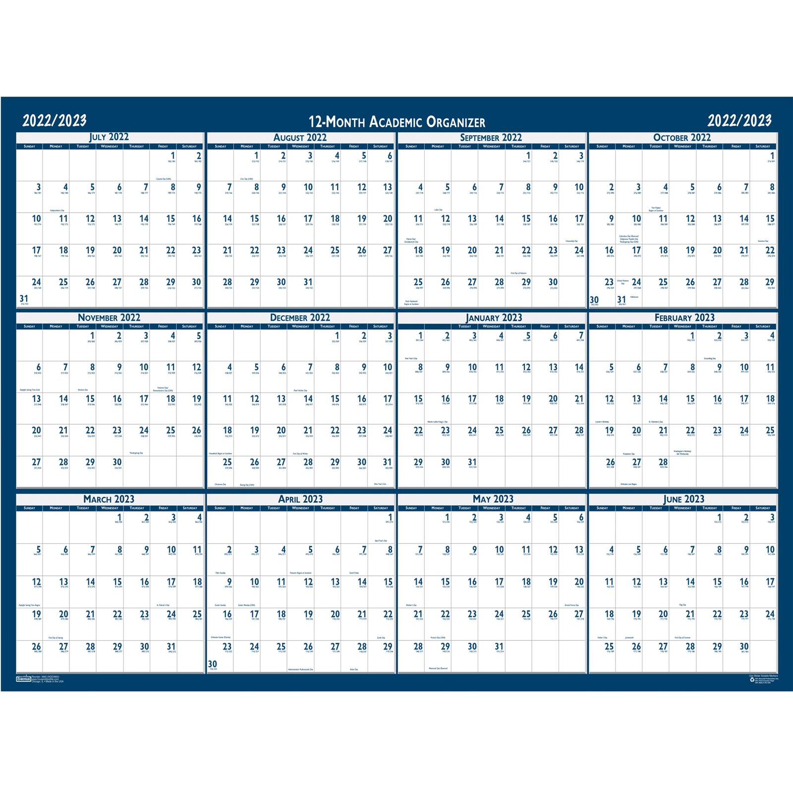 18" x 24" Laminated Reversible Academic Wall Calendar