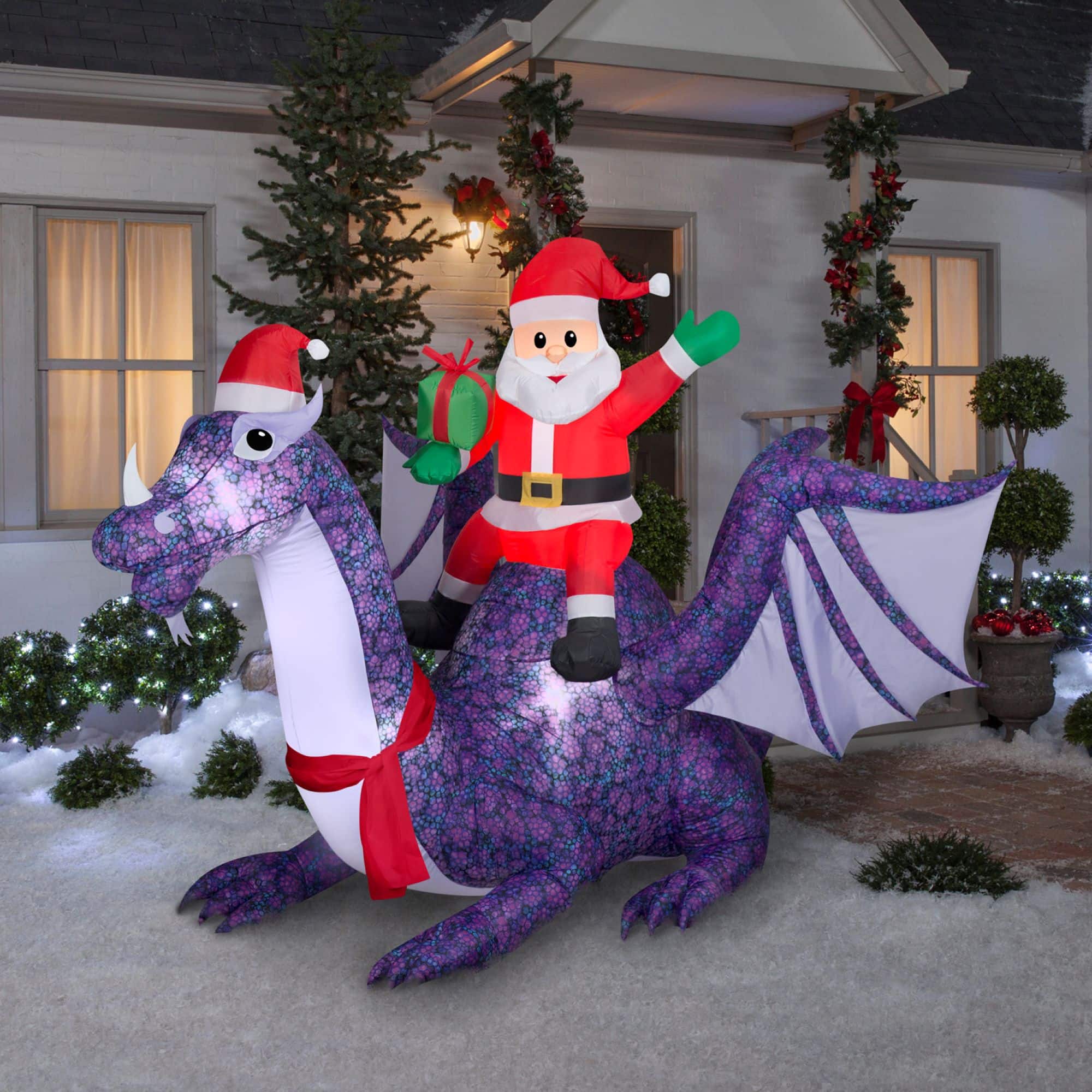 Airblown® 8ft. Christmas Animated Inflatable Santa Riding Dragon