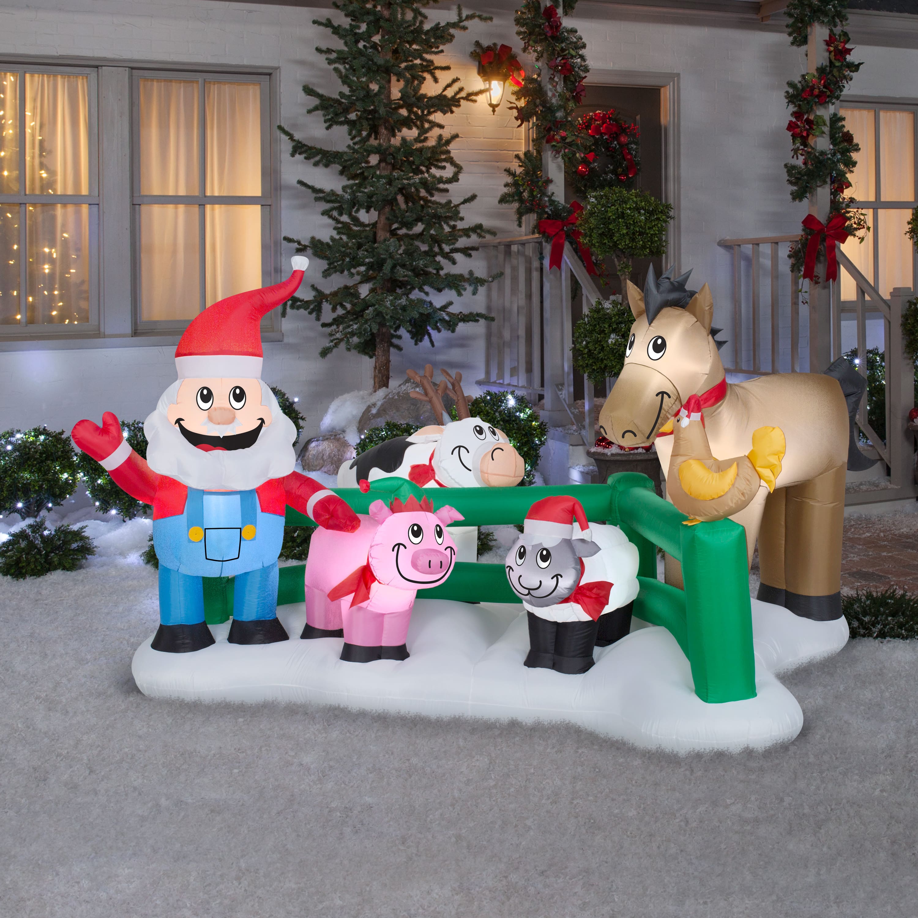 5ft. Airblown® Inflatable Santa Farm Scene
