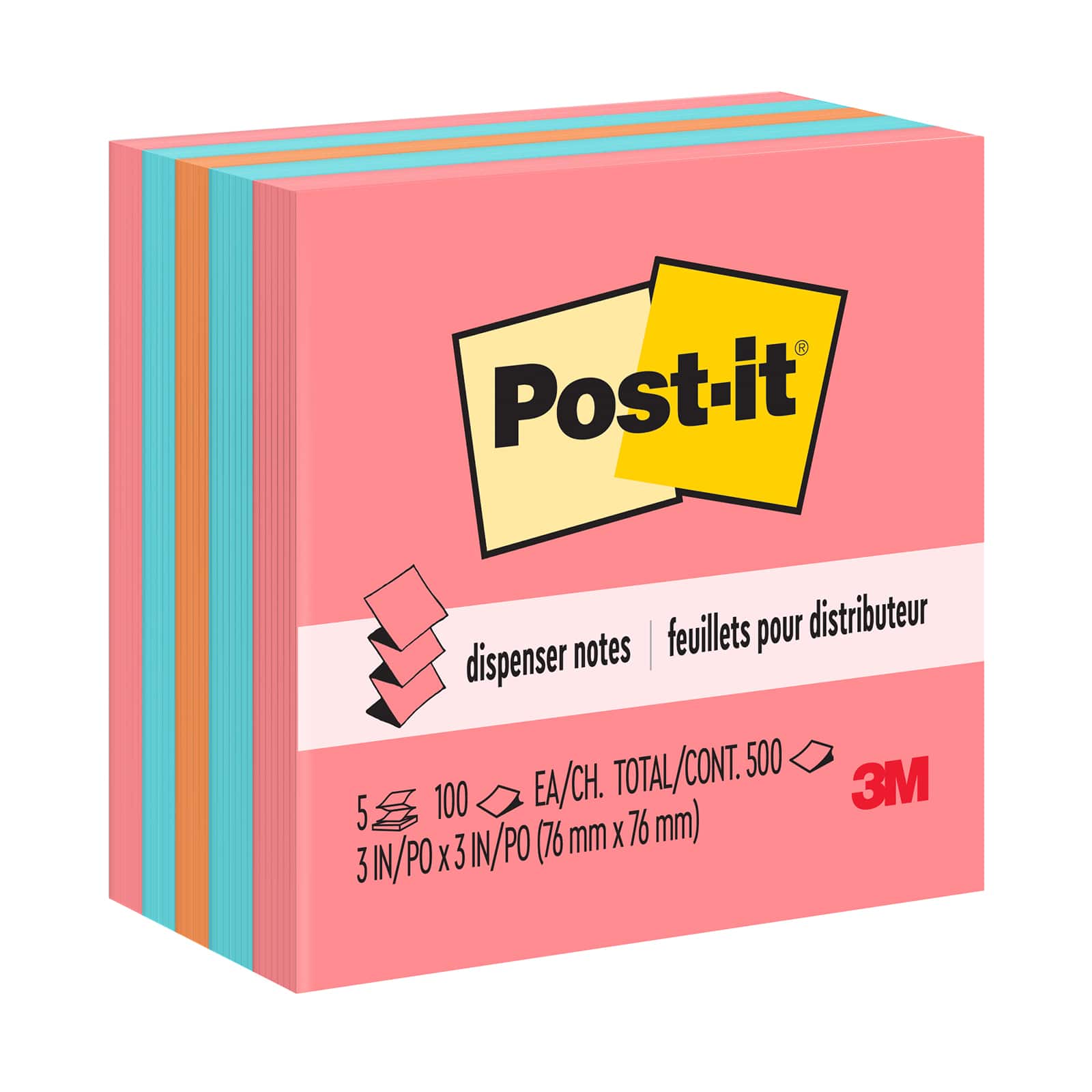 Post-it® 3" x 3" Neon Pop-up Note Pads, 2 Packs of 5