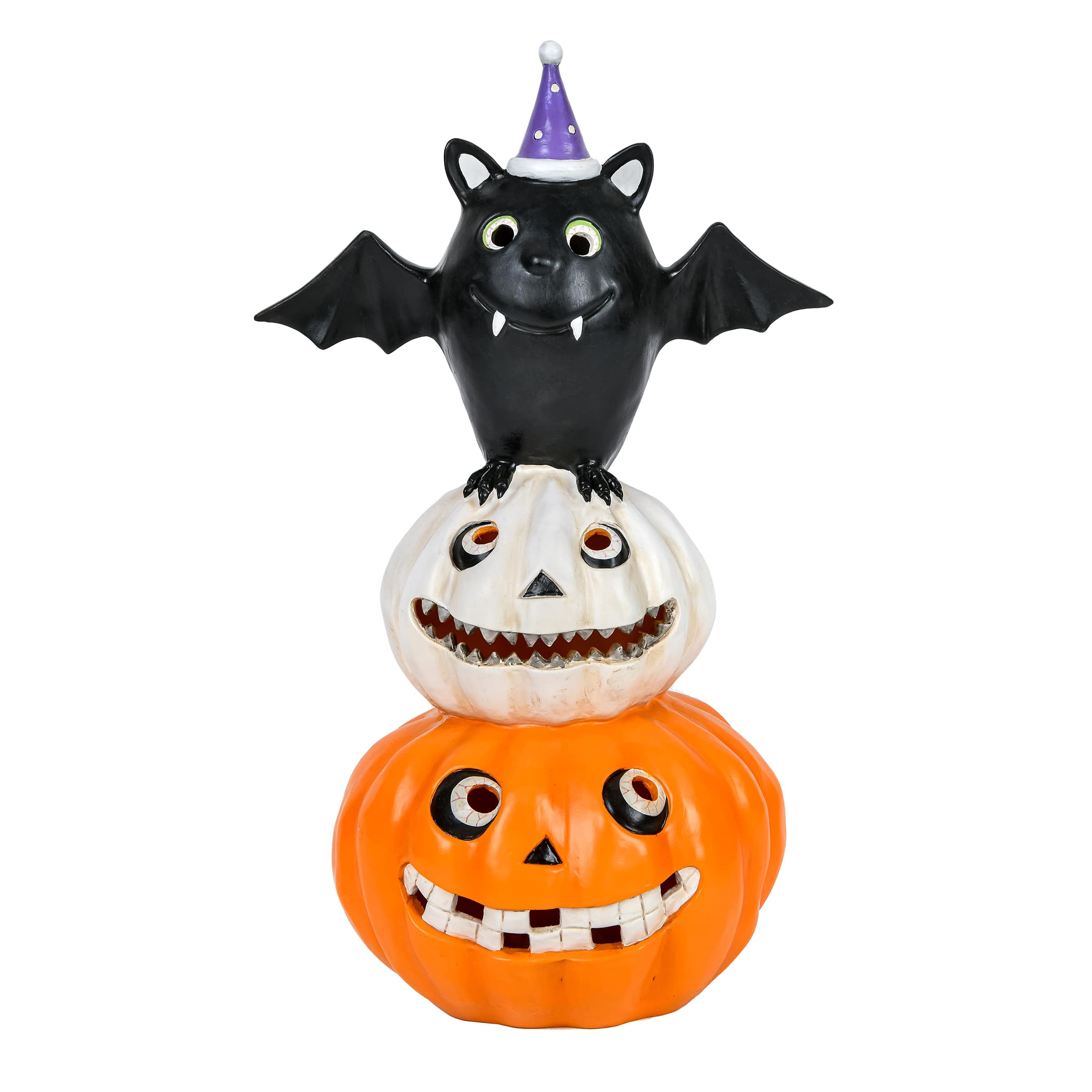 22'' Pre-Lit Bat Standing on Pumpkins Halloween Décor