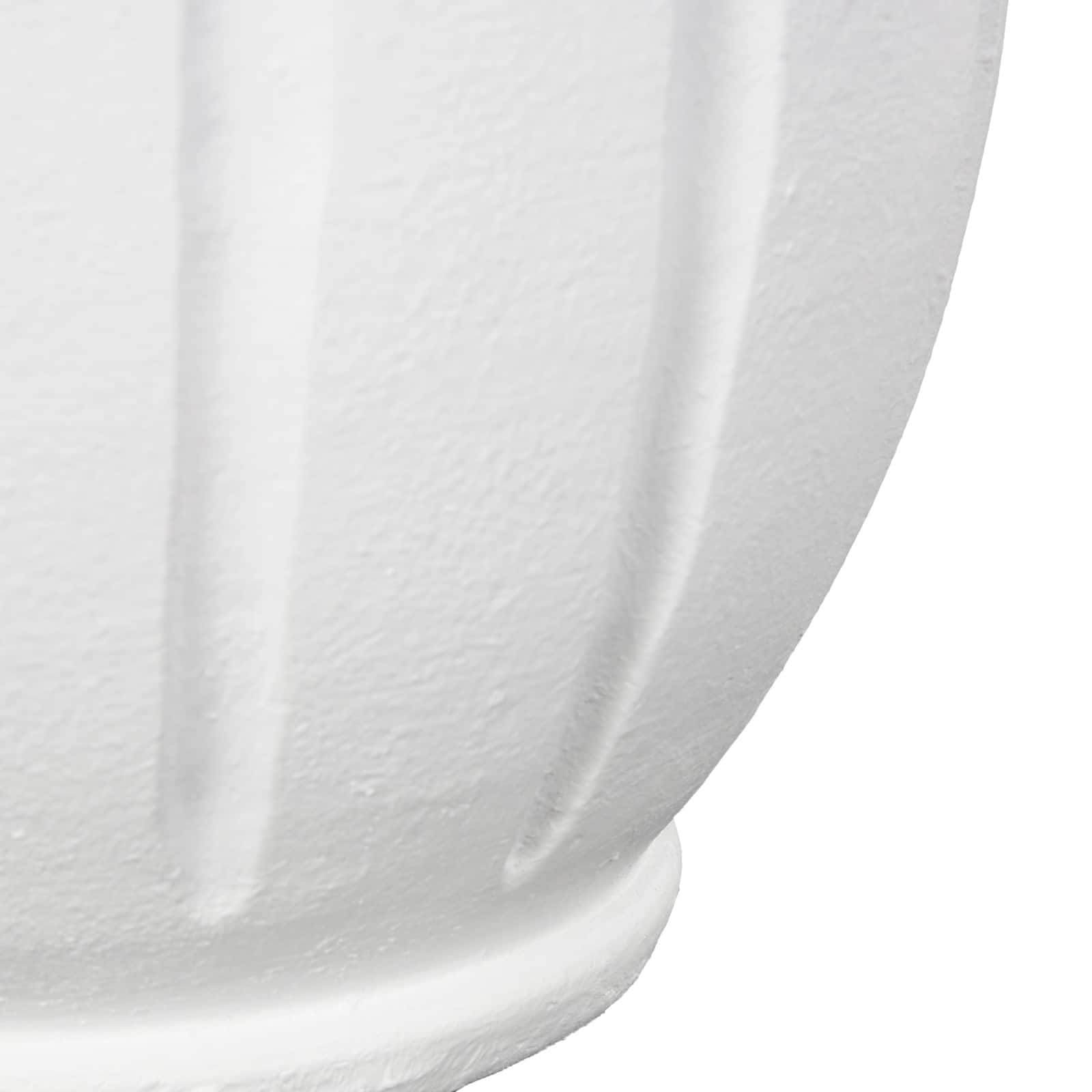 15.25" White with Light Brown Beads & Carved Grooves Decorative Vase