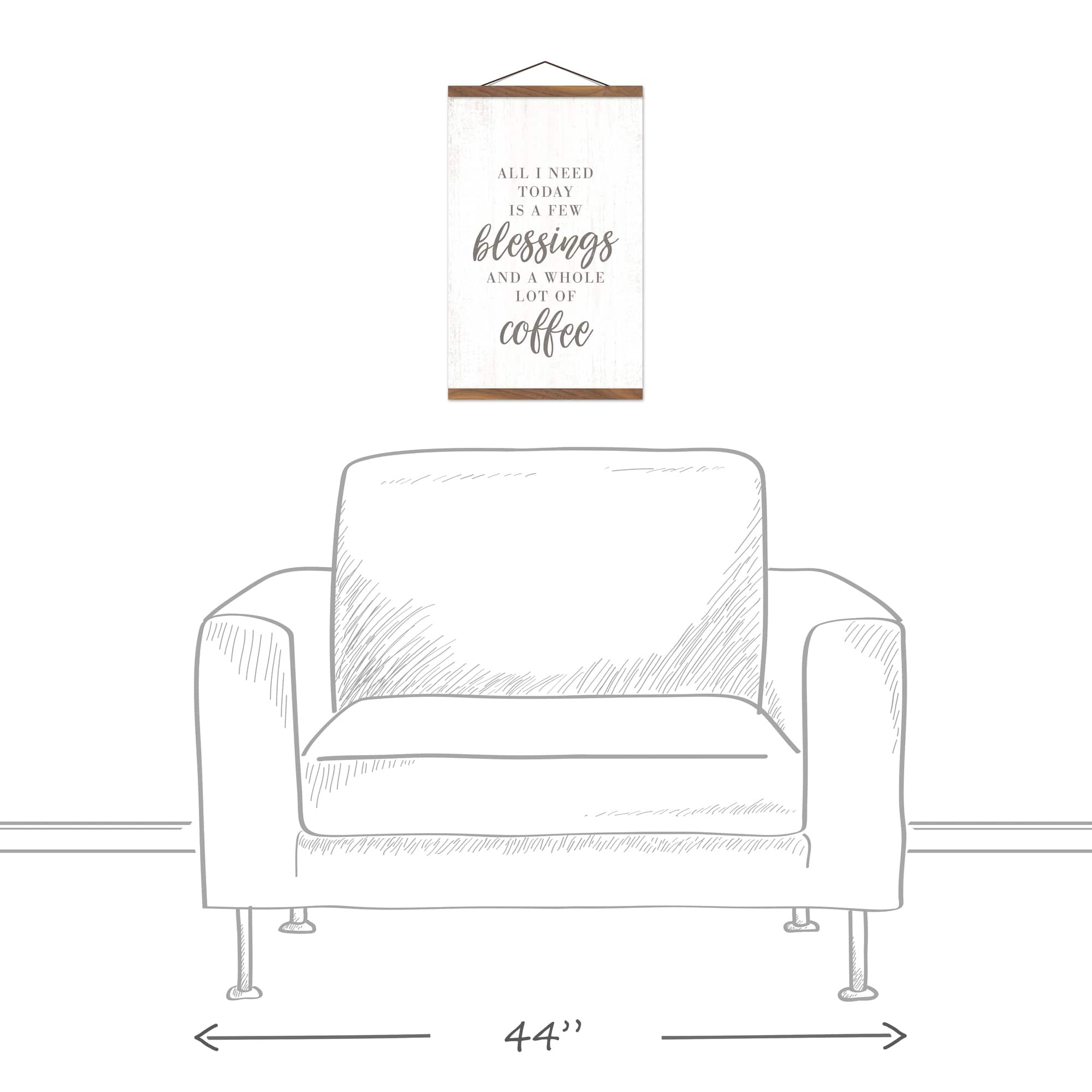 A Few Blessings and A Lot of Coffee Teak Hanging Canvas