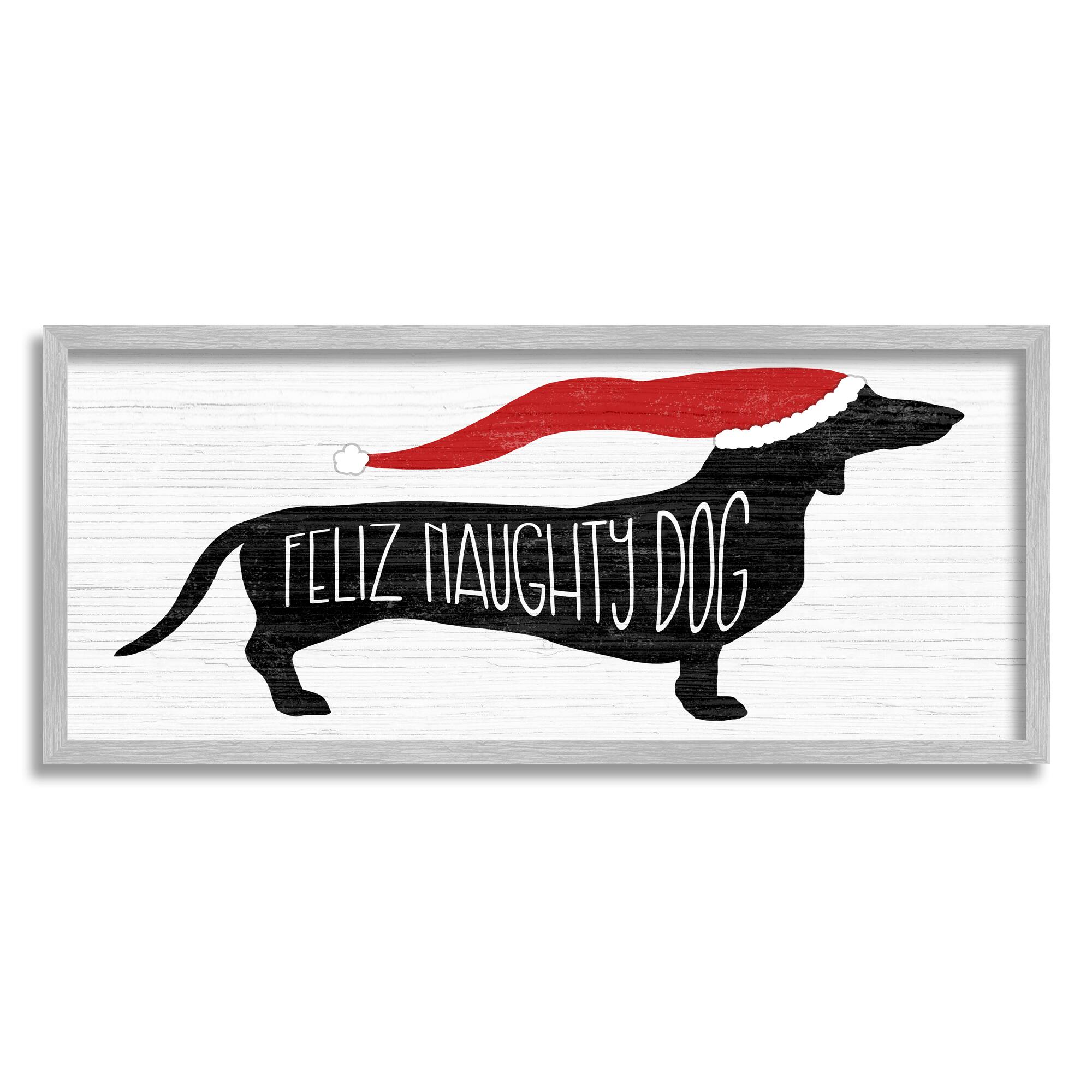 Stupell Industries Funny Feliz Naughty Dog Dachshund Framed Giclee Art