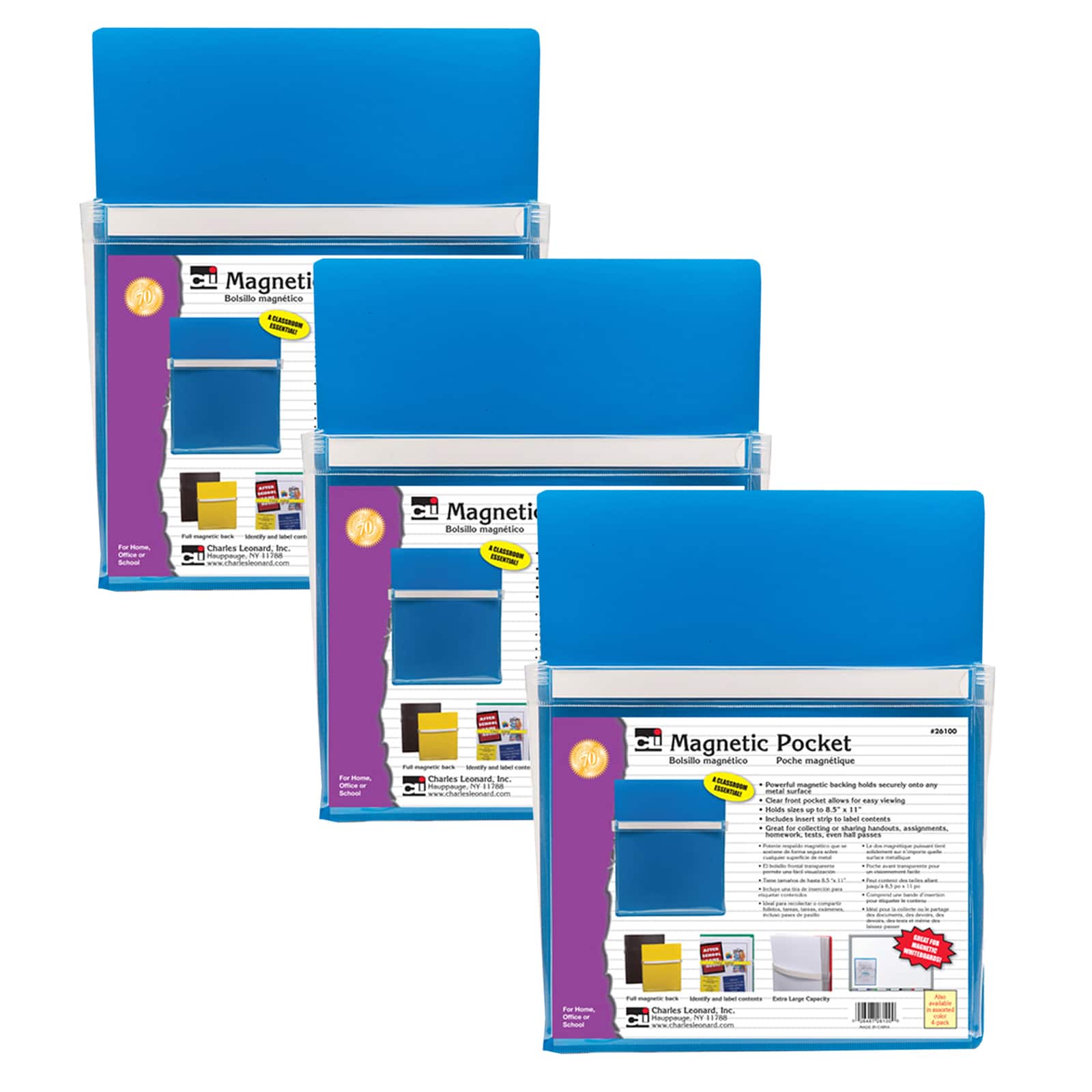 Charles Leonard Blue Magnetic Pockets, 3ct.