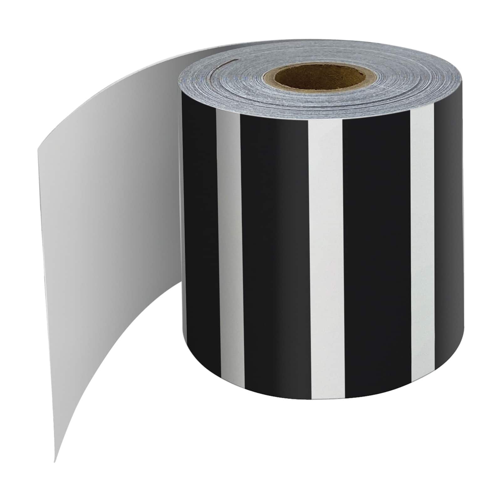 Carson Dellosa® Black & White Vertical Stripes Rolled Straight Border, 195ft.