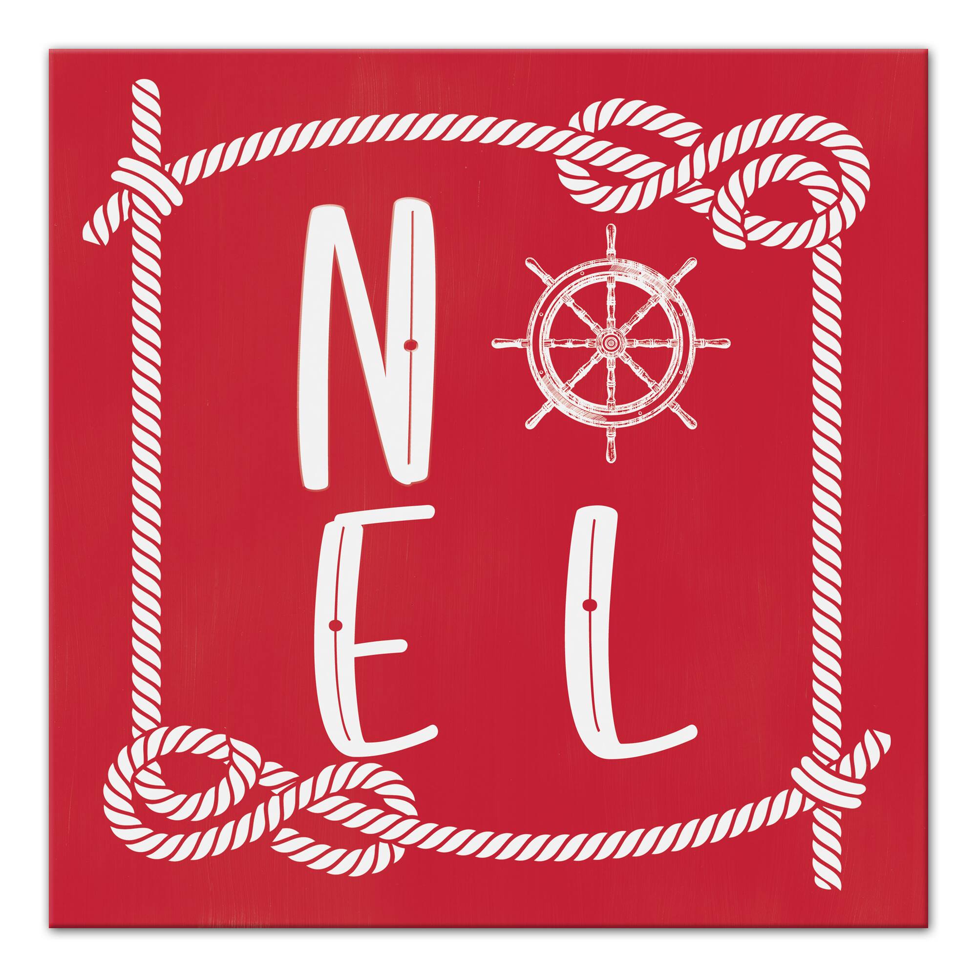 16" Red Nautical Noel Christmas Canvas Wall Décor