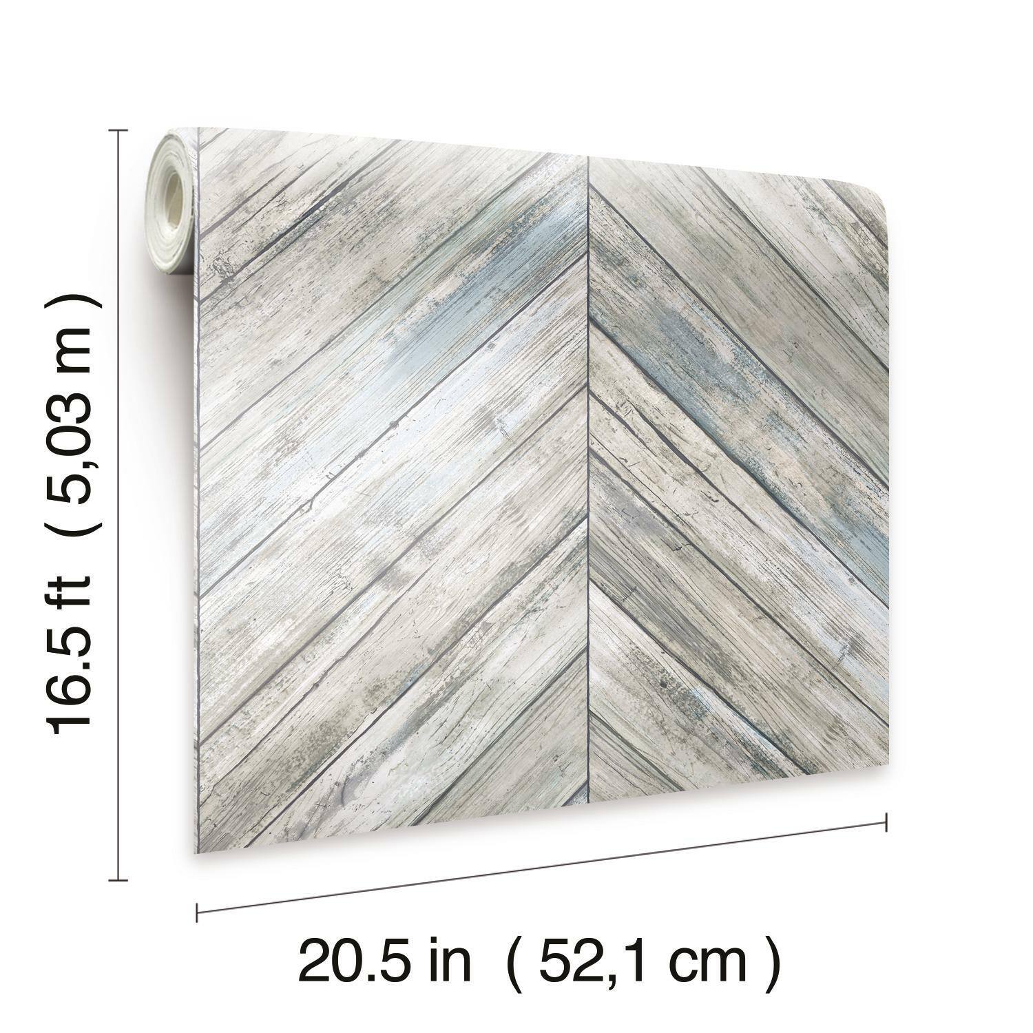 RoomMates Herringbone Wood Boards Peel & Stick Wallpaper
