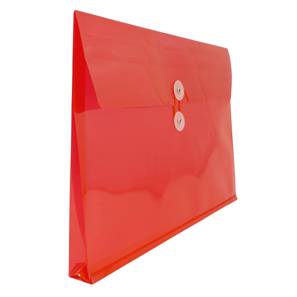 JAM Paper 9.75" x 14.5" Button & String Tie Closure Plastic Envelopes, 12ct.