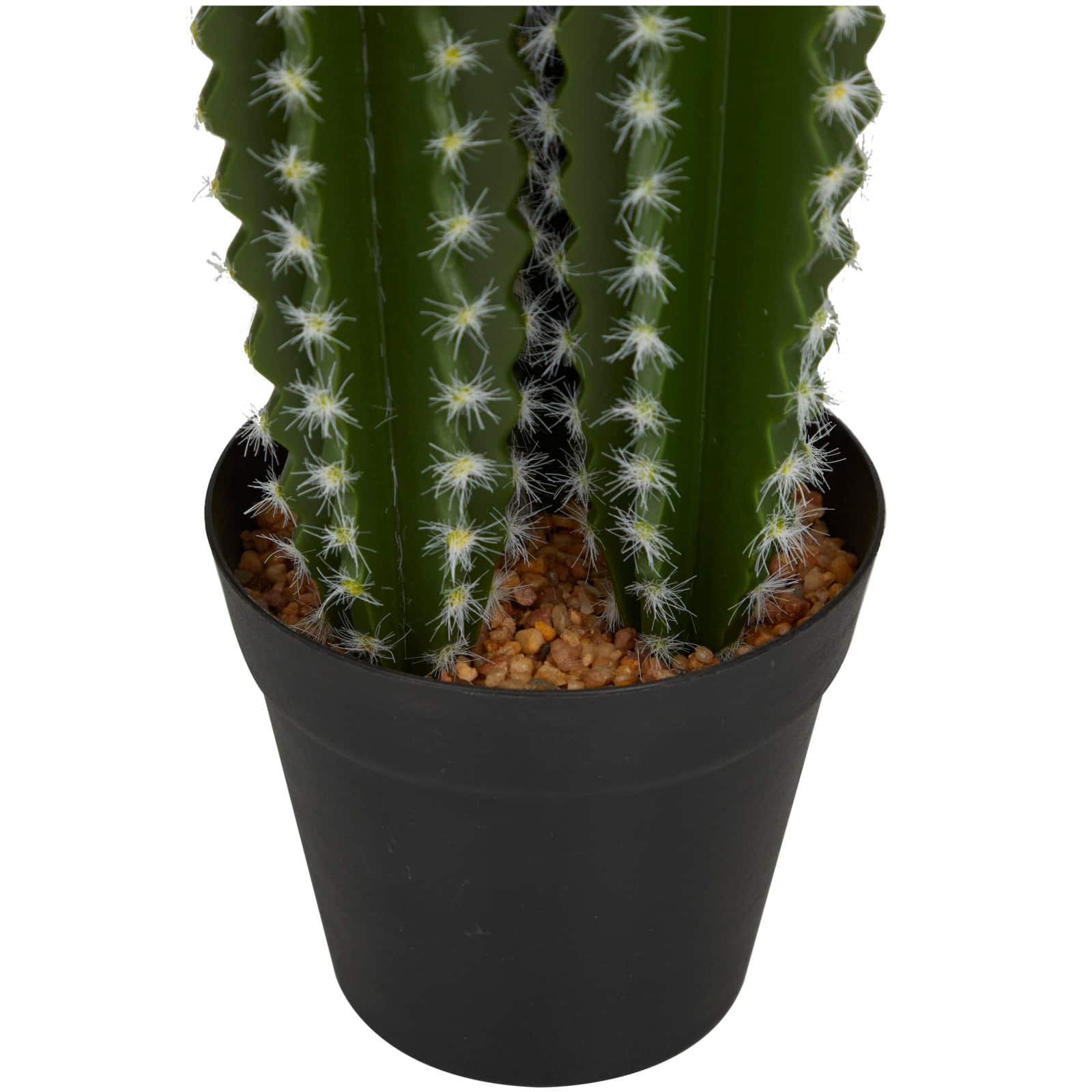 23" Green Faux Foliage Cactus Artificial Plant With Black Round Pot