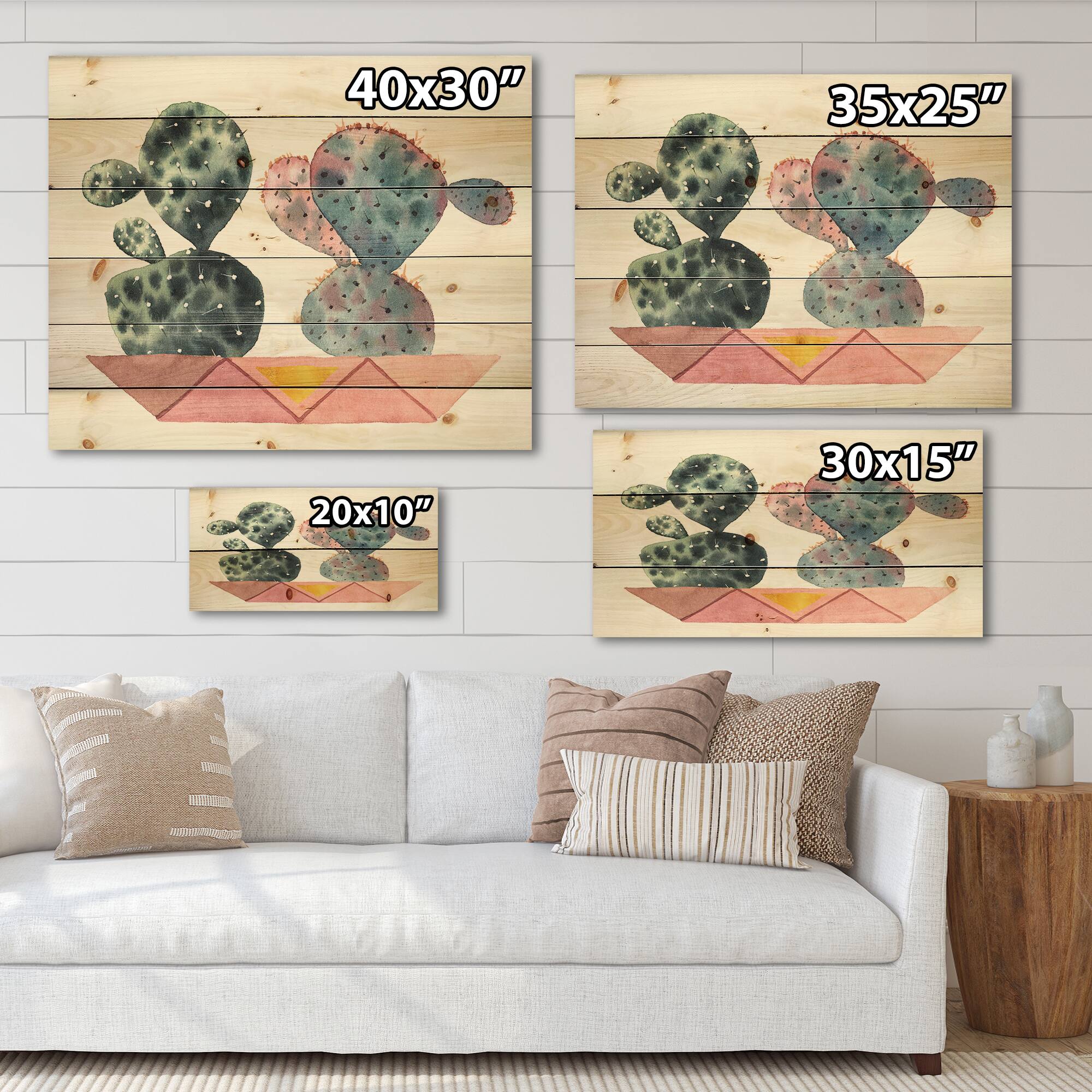 Designart - Cactus Duo In Pink Geometric Pots