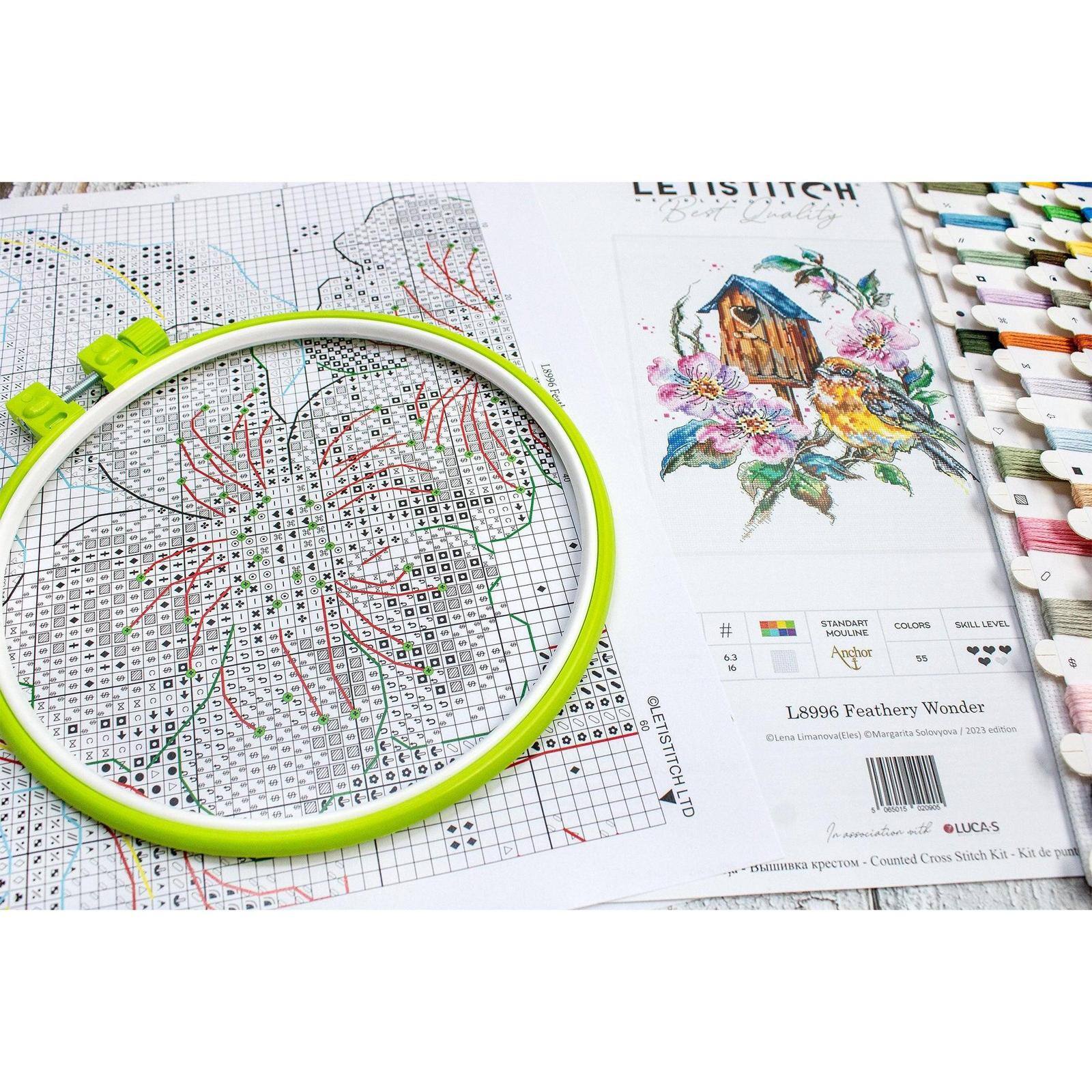 LetiStitch Feathery Wonder Counted Cross Stitch Kit
