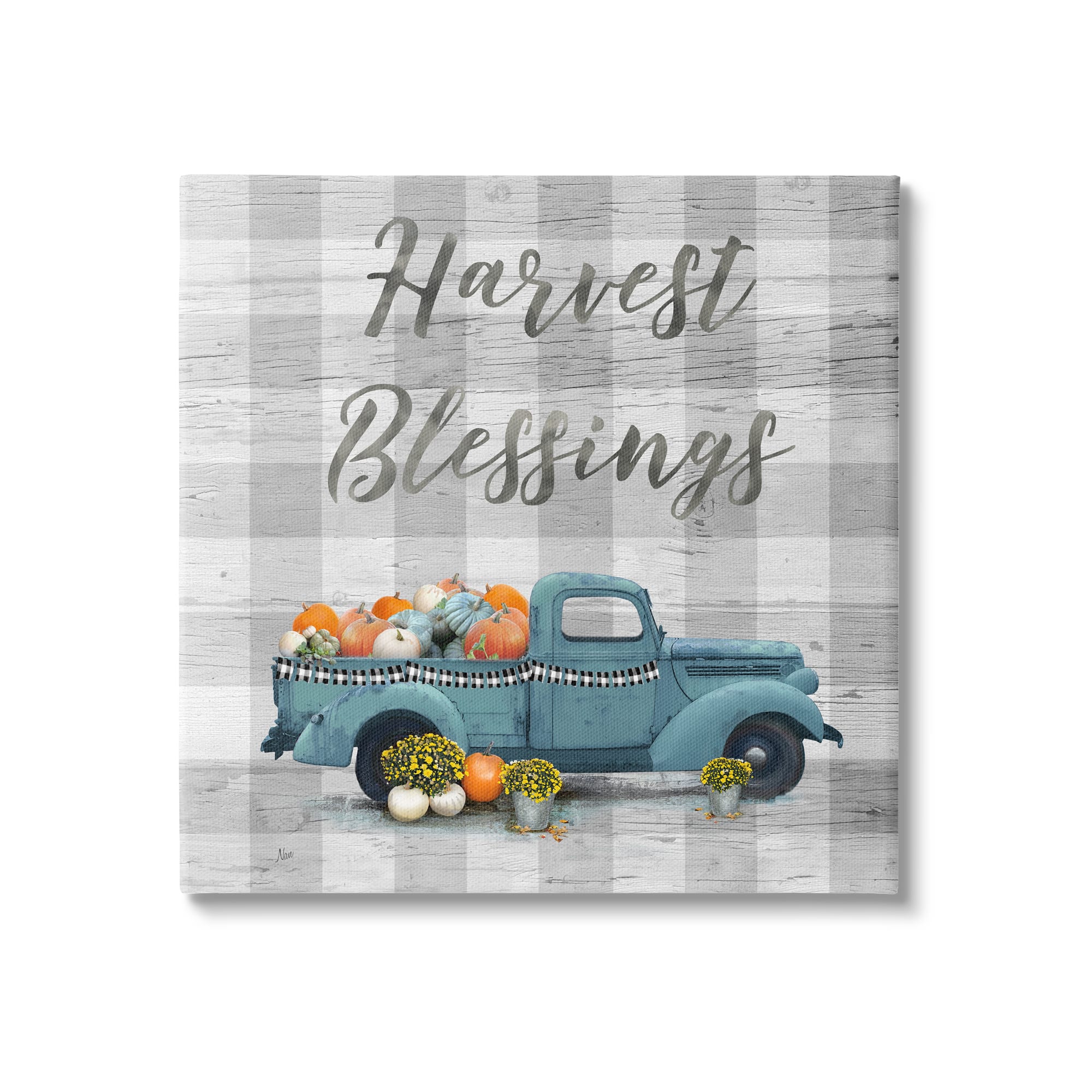 Stupell Industries Harvest Blessings Fall Pumpkin Truck Canvas Wall Art