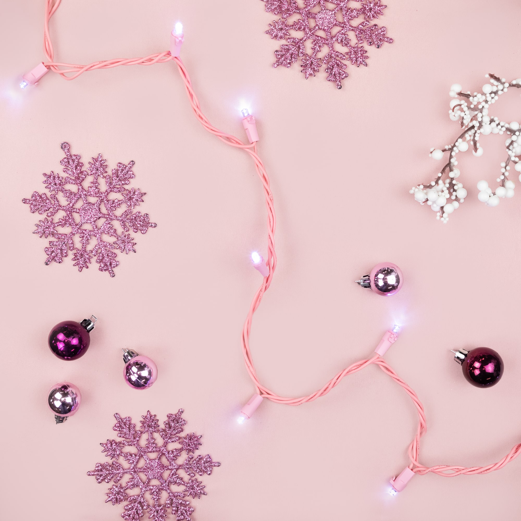 100ct Pure White LED Wide Angle Valentine's Day Lights 33ft Pink Wire