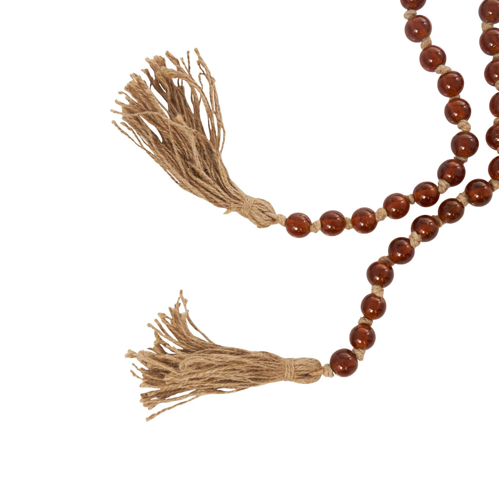 83" Glass Handmade Round Long Beaded Garland with Jute Tassel