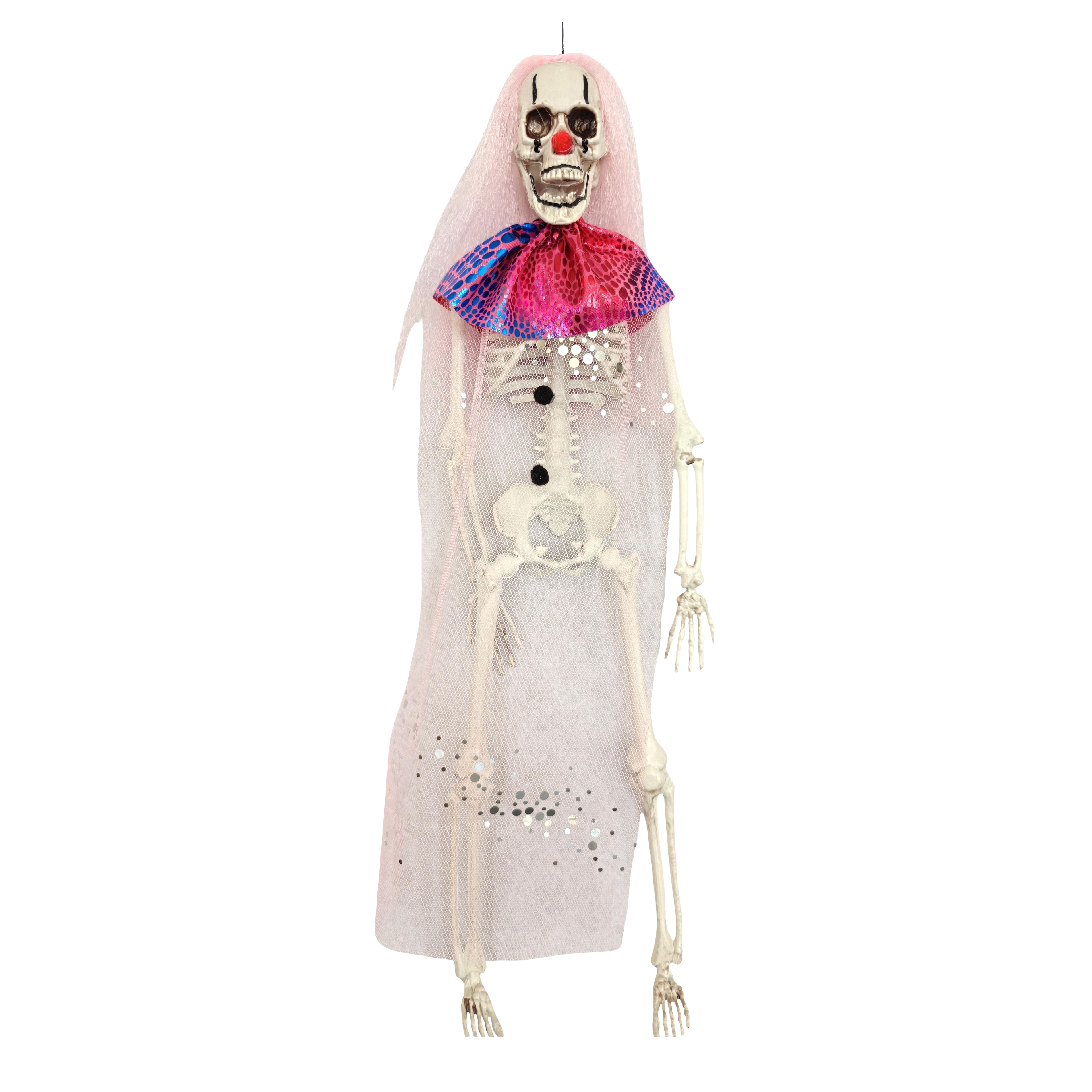 16" Pink Hair Hanging Clown Skeleton by Ashland®