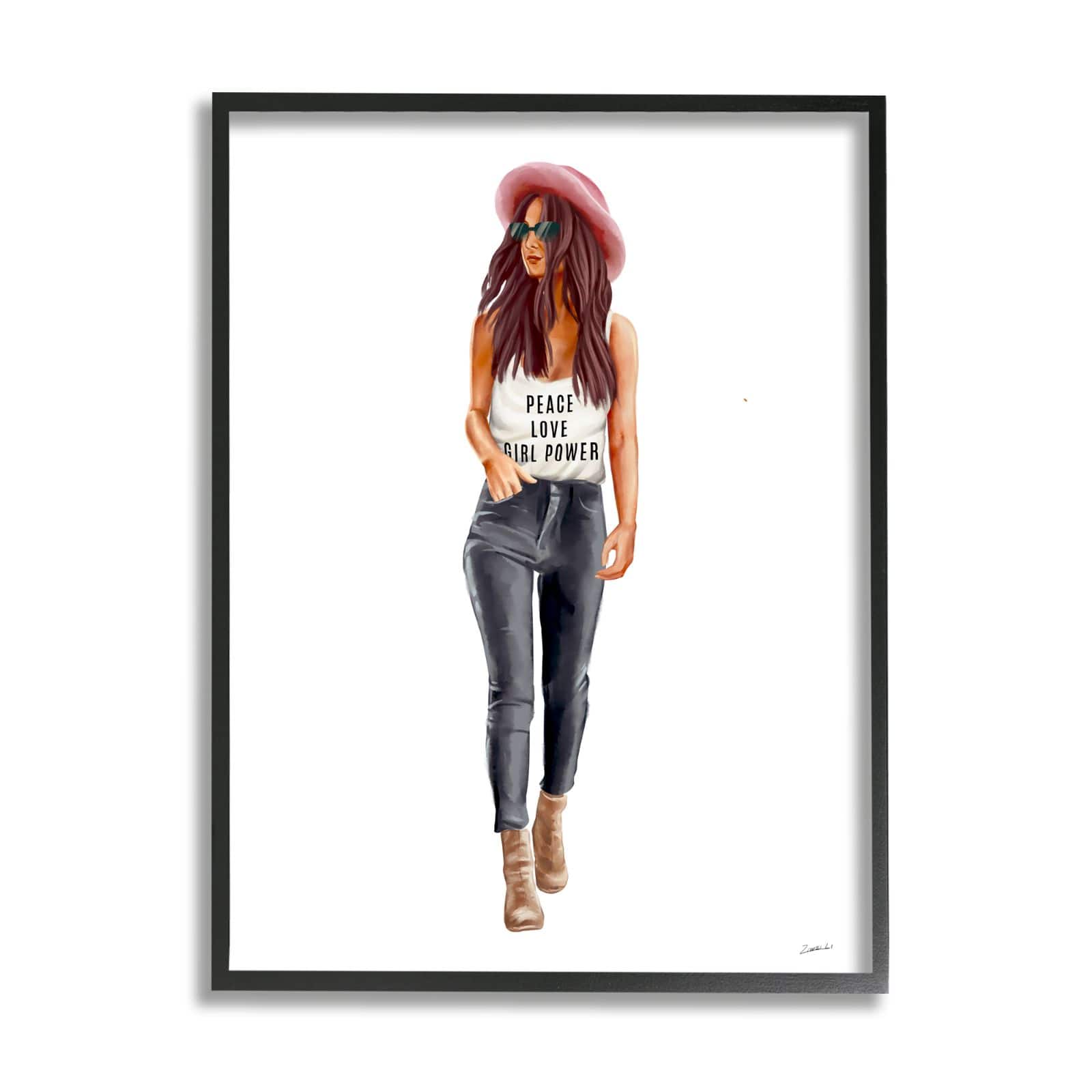 Stupell Industries Girl Power Phrase Fashionista Black Framed Wall Art