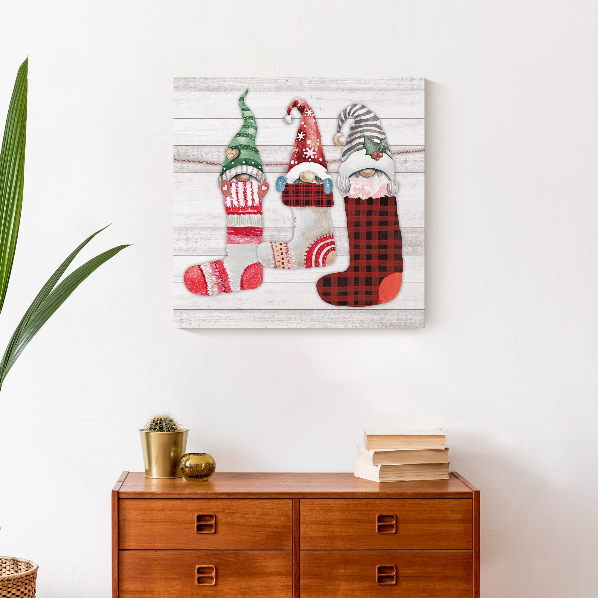 Gnome Stockings 20x20 Canvas Wall Art