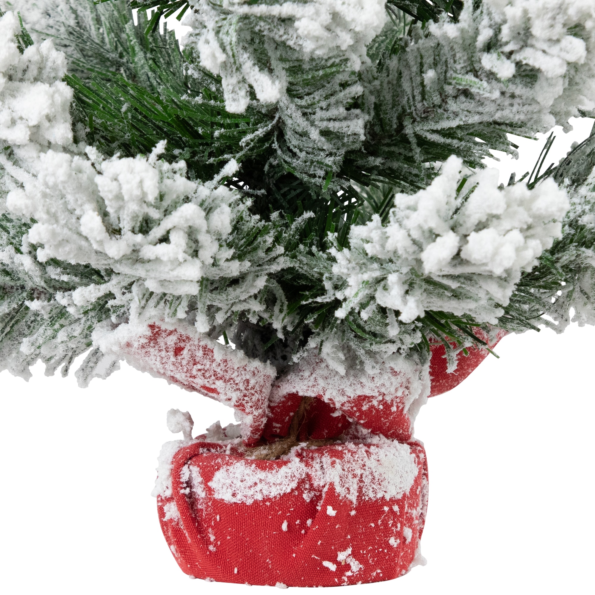19" Unlit Full Flocked Angel Pine Artificial Mini Christmas Tree in Red Fabric Base