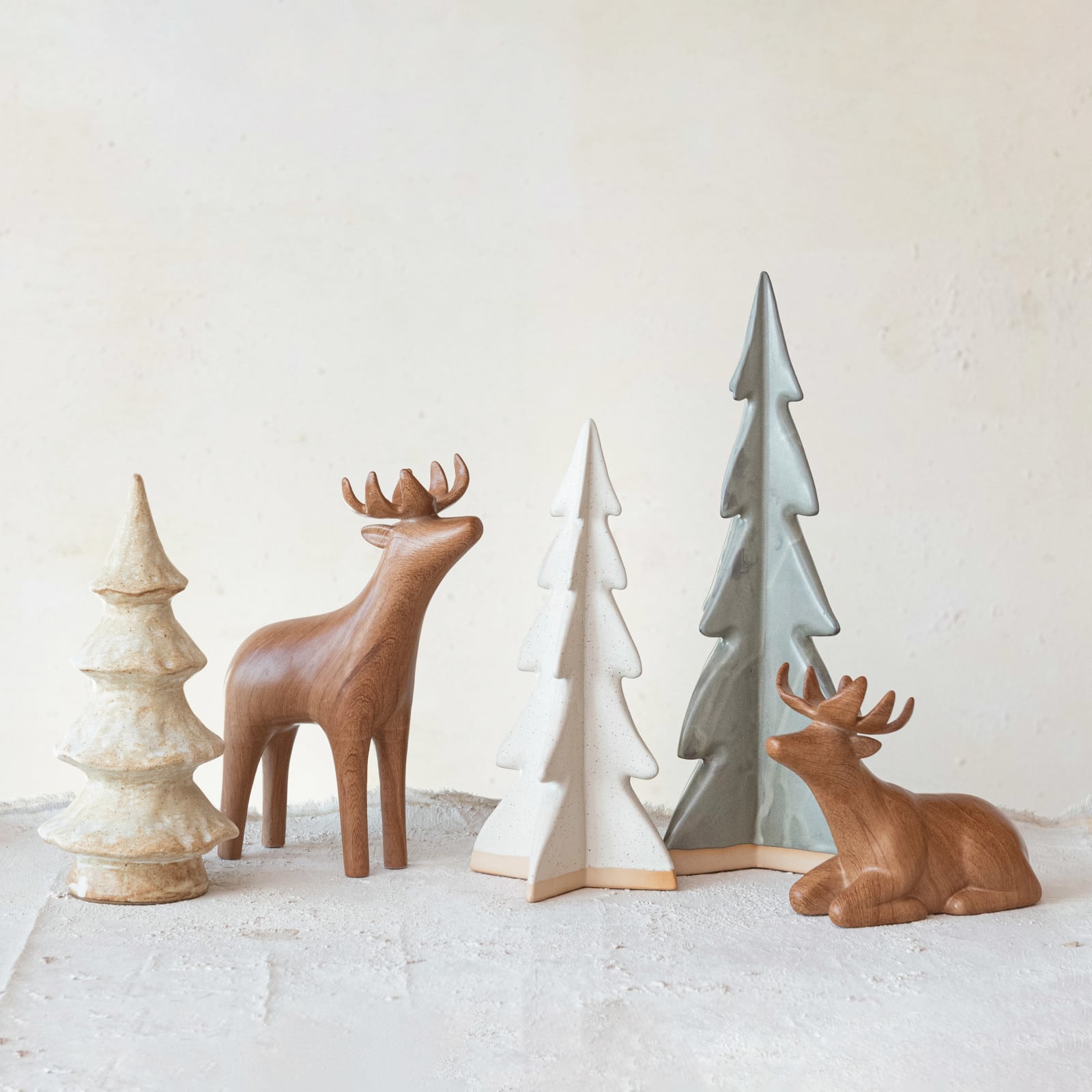 Hello Honey® 7.25" Brown Woodgrain Lying Deer Stoneware Décor