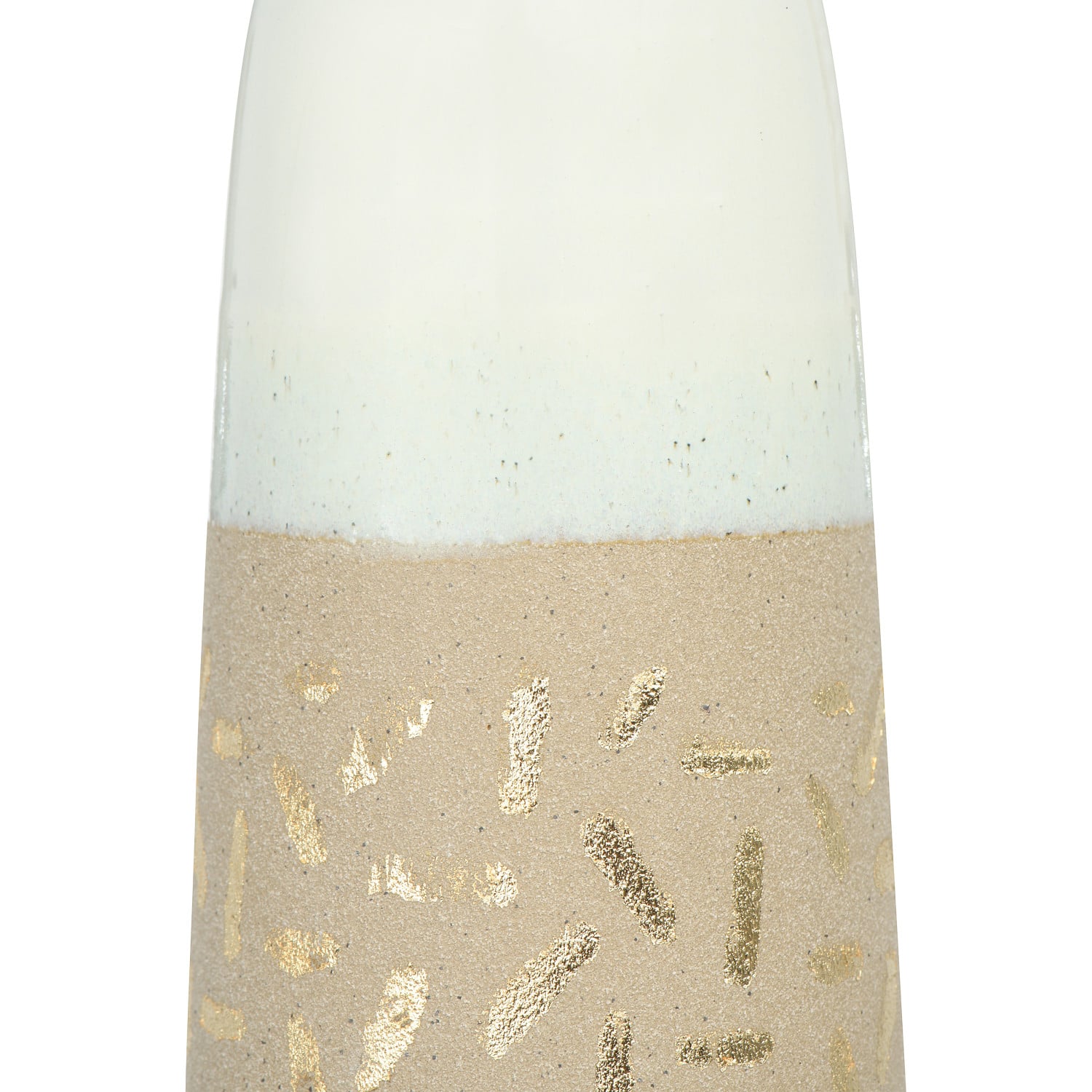 Hello Honey® 14" Cream Stoneware Vase with Gold Pattern