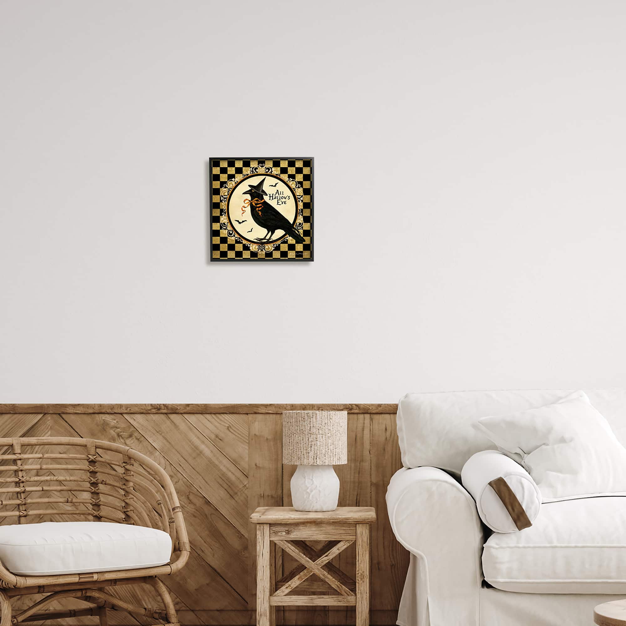 Stupell Industries All Hallow's Eve Halloween Crow Framed Giclee Art