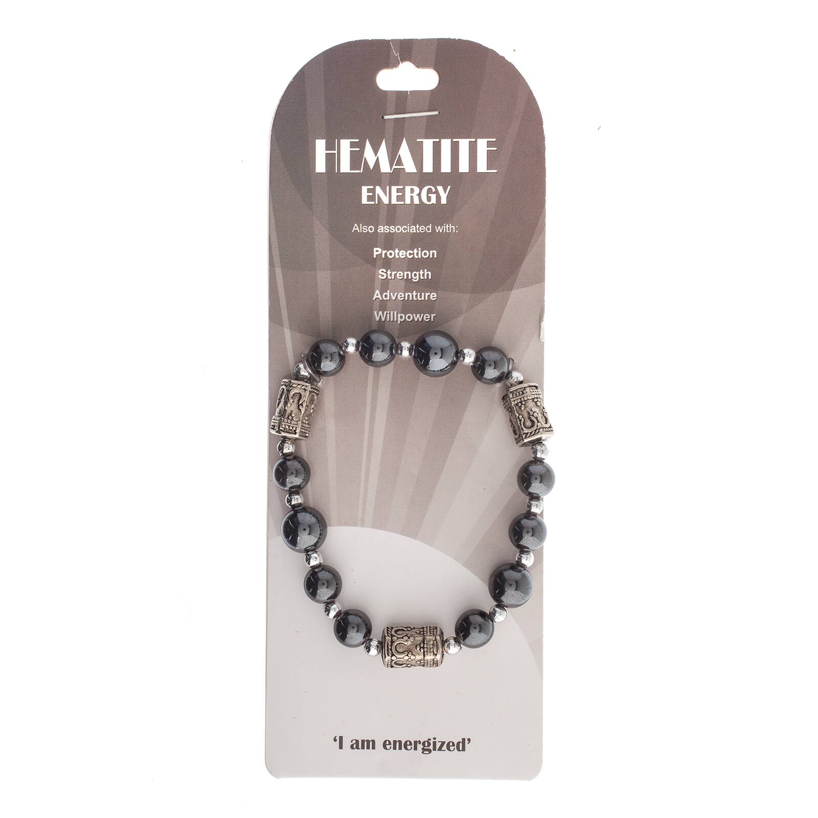 John Bead Hematite Black Natural Stone Stretch Bracelet