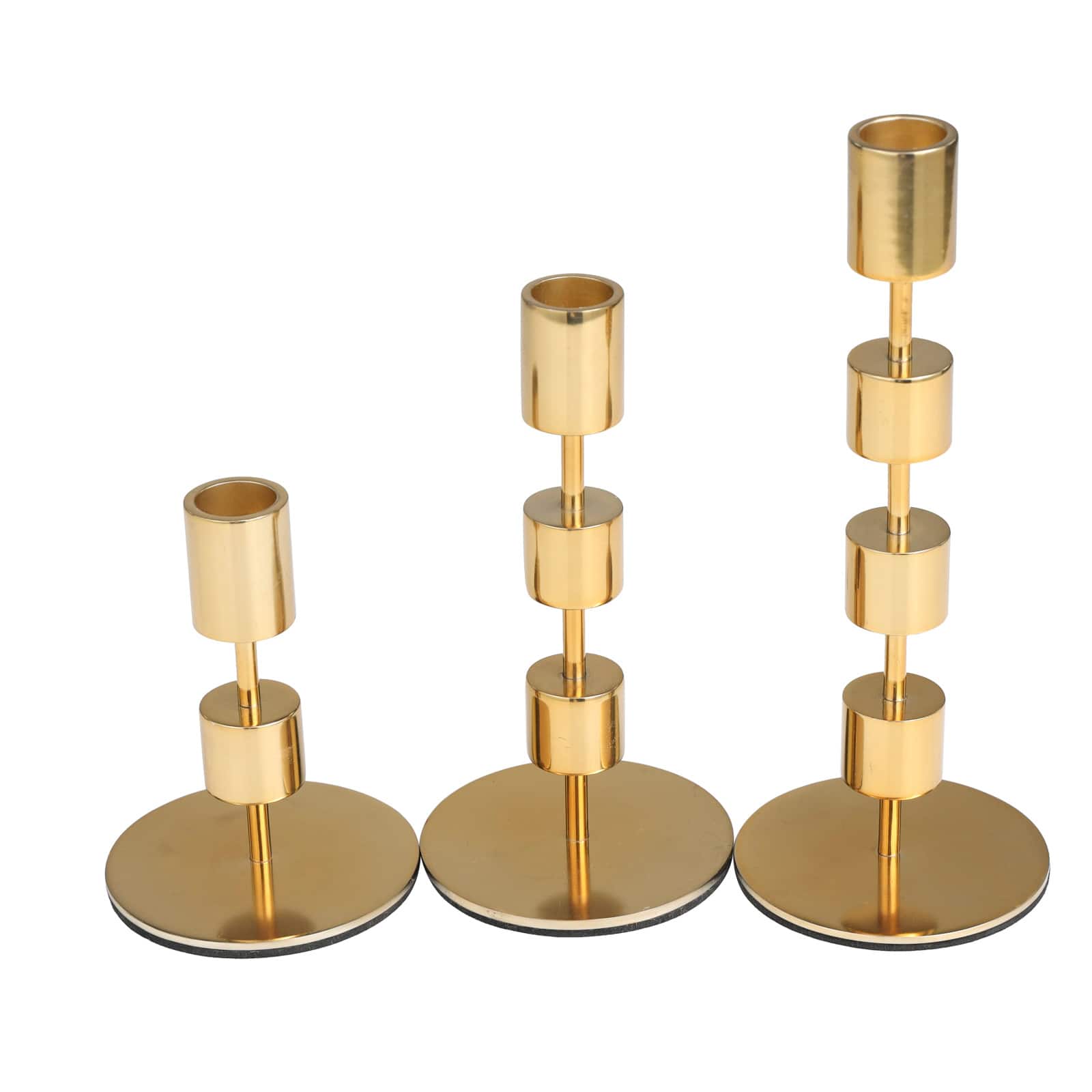 Gold Aluminum Floating Block Abstract Candle Holder with Rounded Base Set