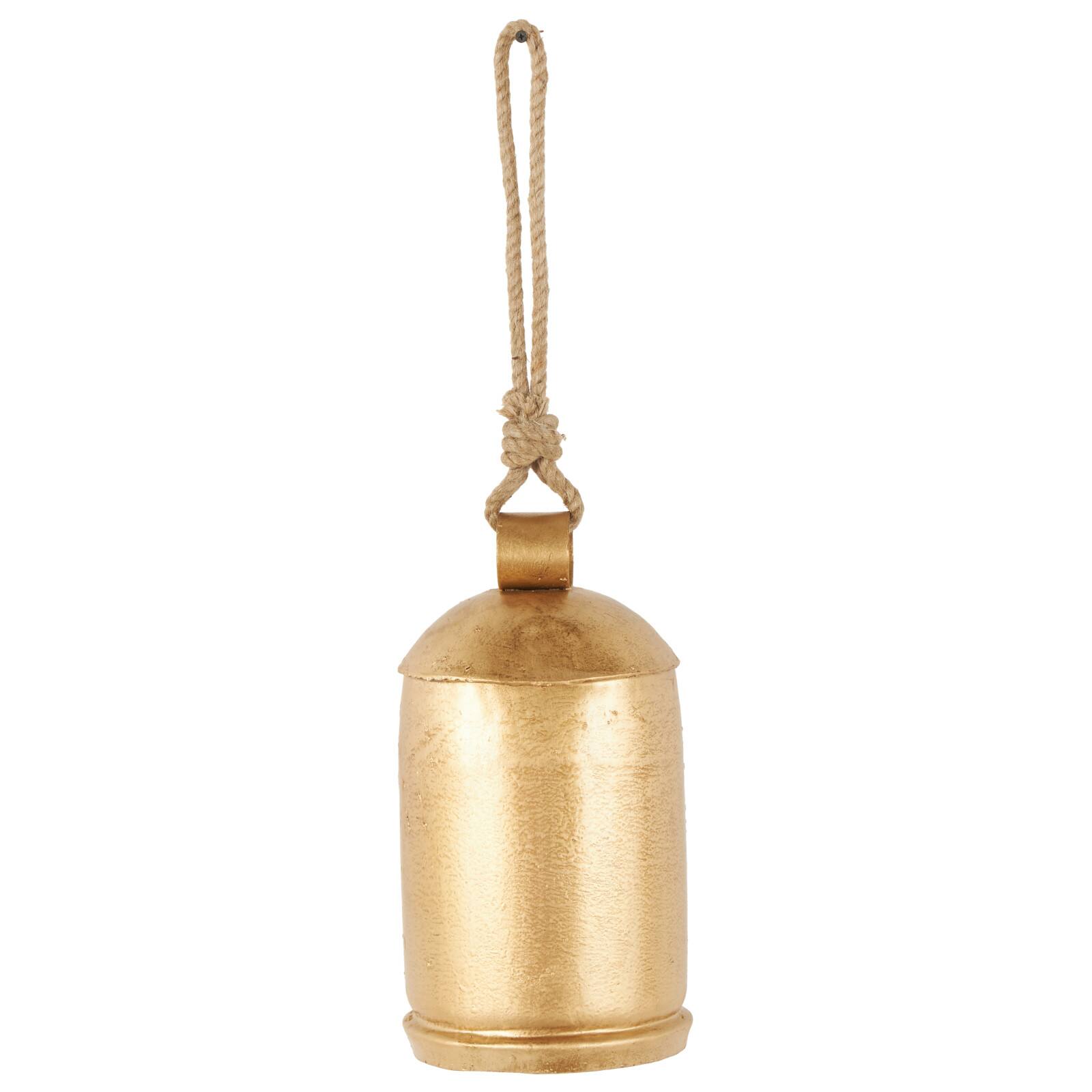 Gold Metal Decorative Bell with Jute Hanging Rope