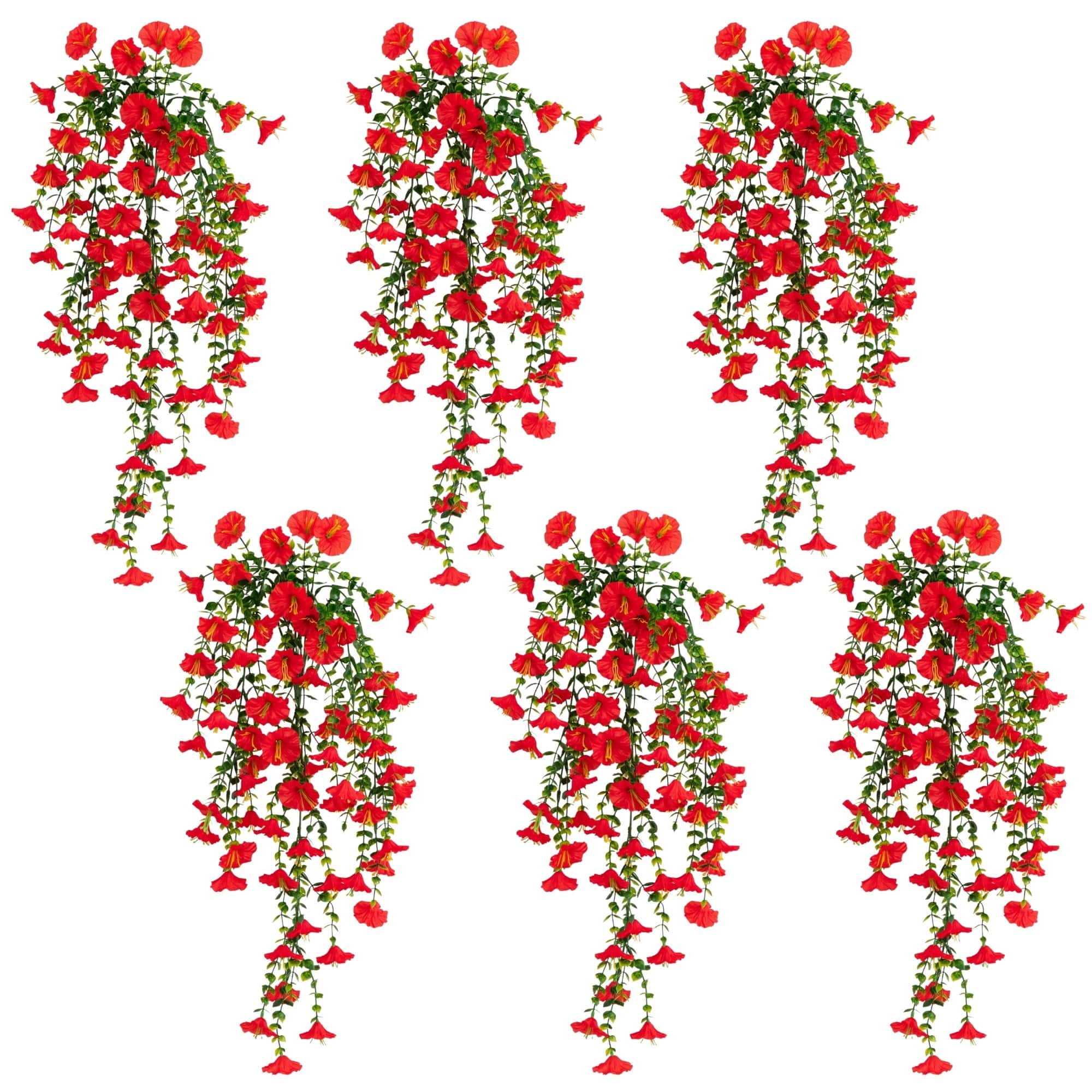 30" UV Resistant Artificial Morning Glory Hanging Plants