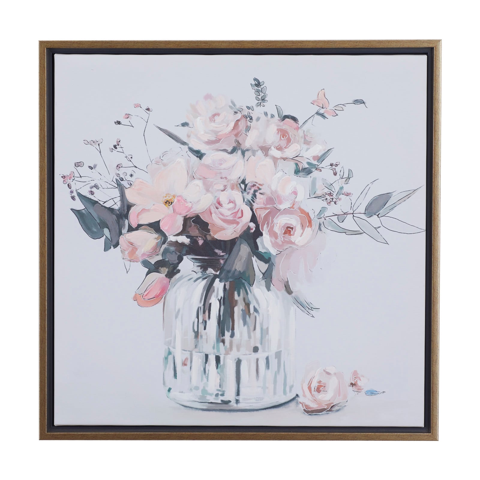 Pink Polystone French Country Framed Wall Art, 25" x 24" x 2"
