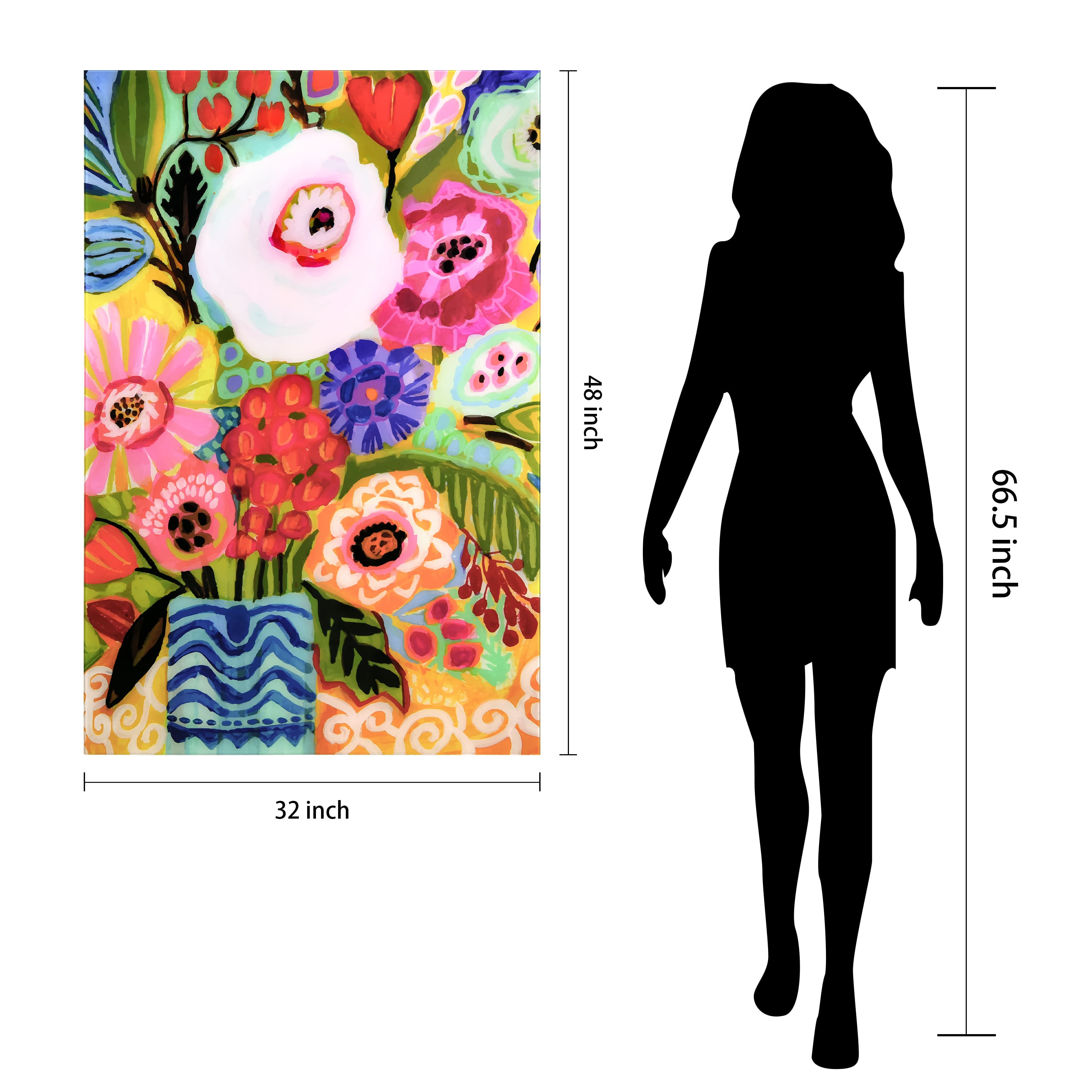 Empire Art Direct 32" x 48" Fresh Flowers in Vase II Frameless Free Floating Tempered Glass Wall Art