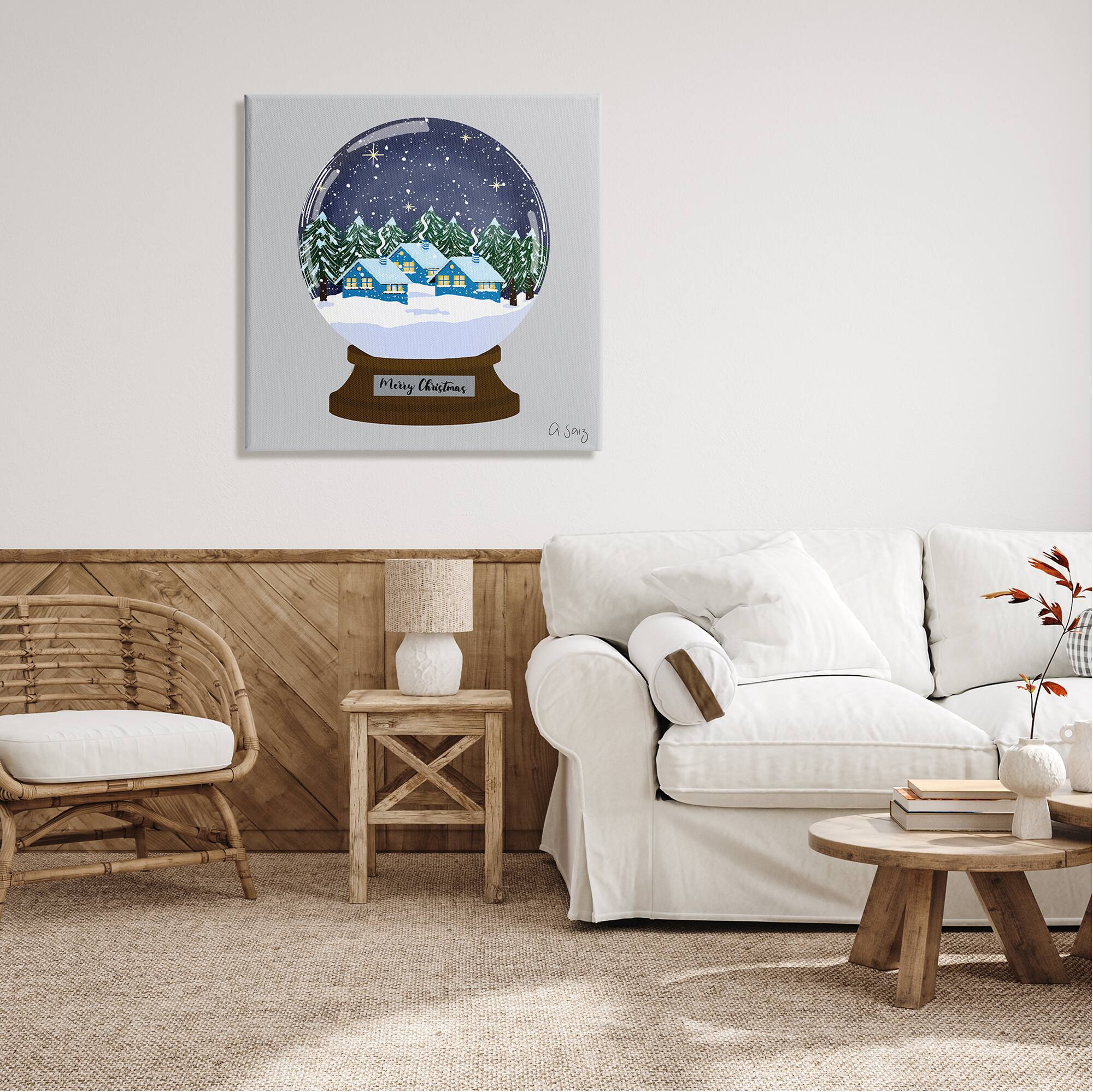 Stupell Industries Merry Christmas Winter Snow Globe Canvas Wall Art