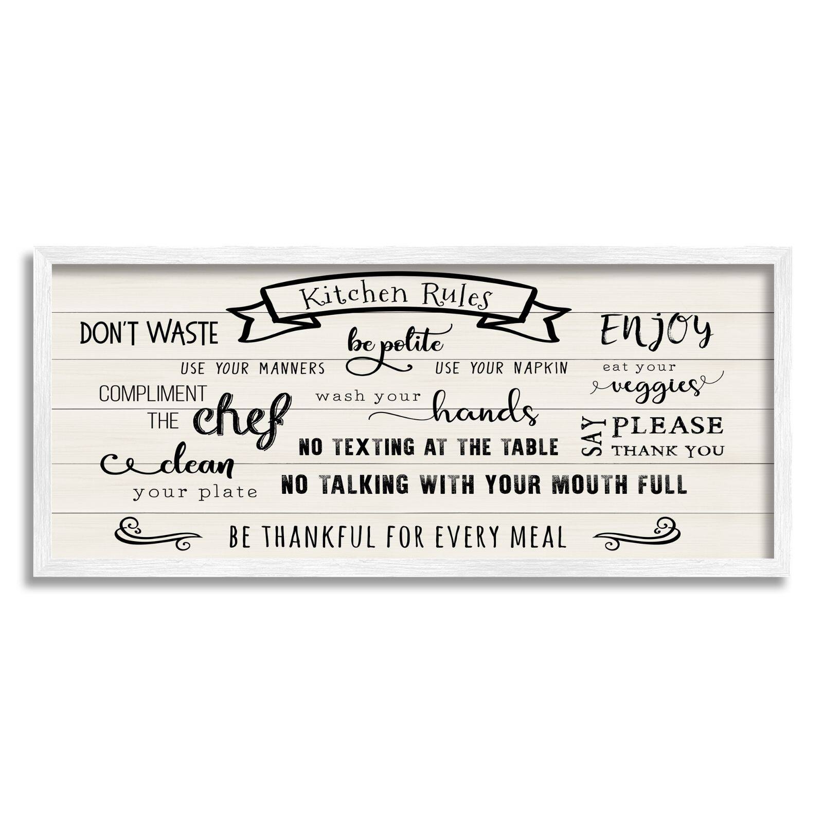 Stupell Industries Kitchen Rules List Family Happiness Motivational Phrases Framed Wall Art