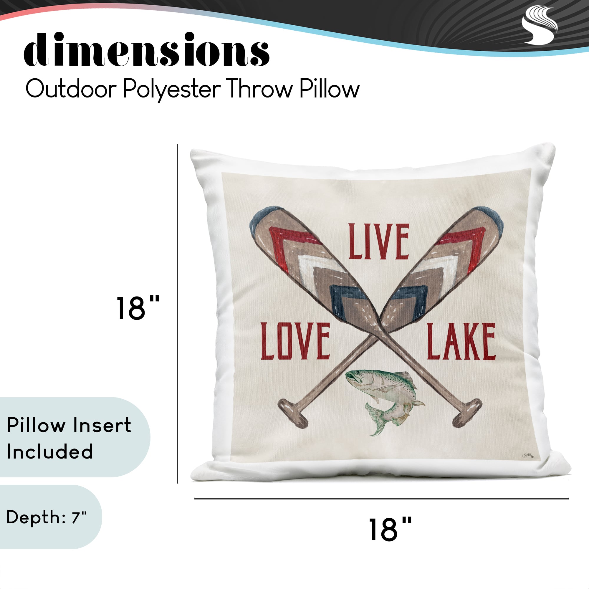 Stupell Industries 18" x 18" Live Love Lake Oars Outdoor Print Throw Pillow
