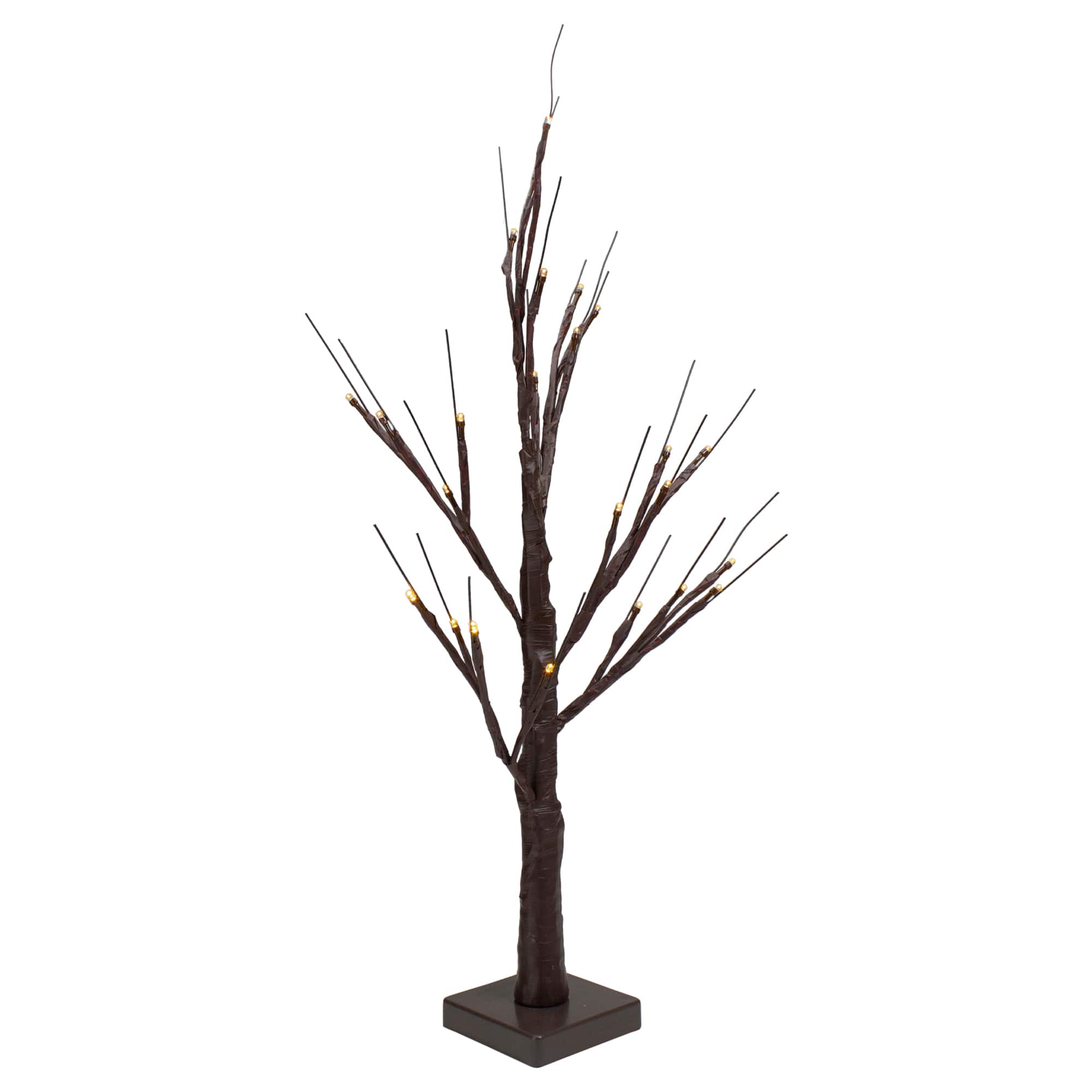 24" Pre-Lit Brown Birch Twig Artificial Tree, Warm White LED Lights