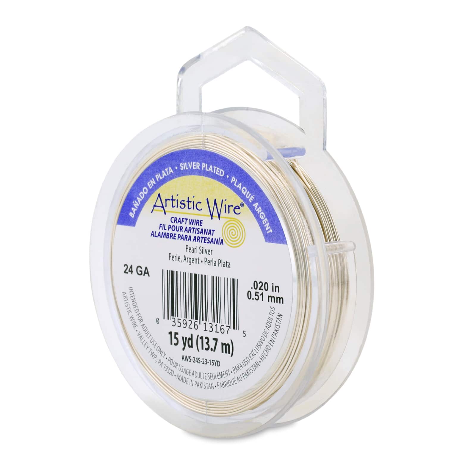 Artistic Wire® 24 Gauge Silver Plated Tarnish Resistant Colored Copper Craft Wire, 15yd.