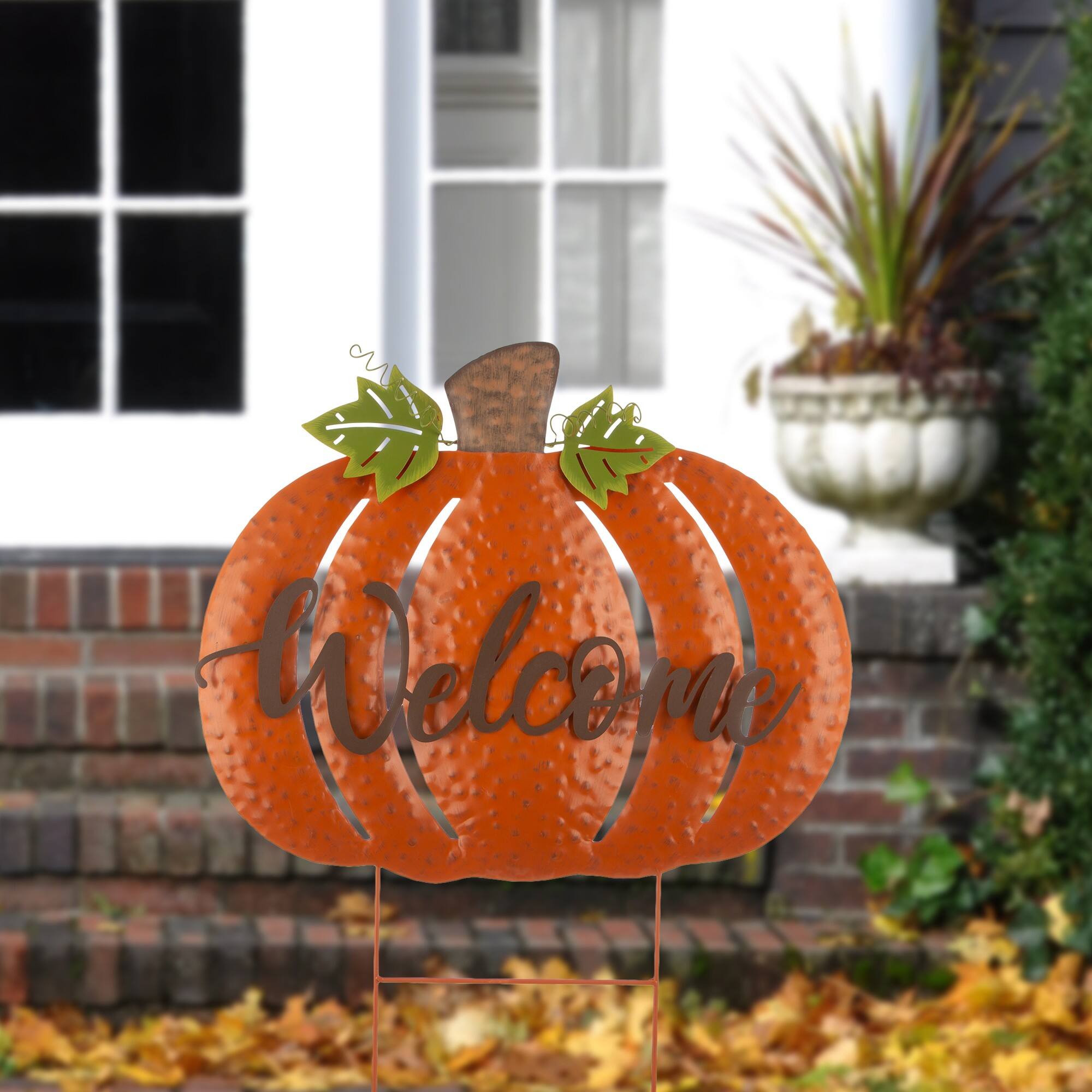 Glitzhome® Metal Welcome Pumpkin Yard Stake
