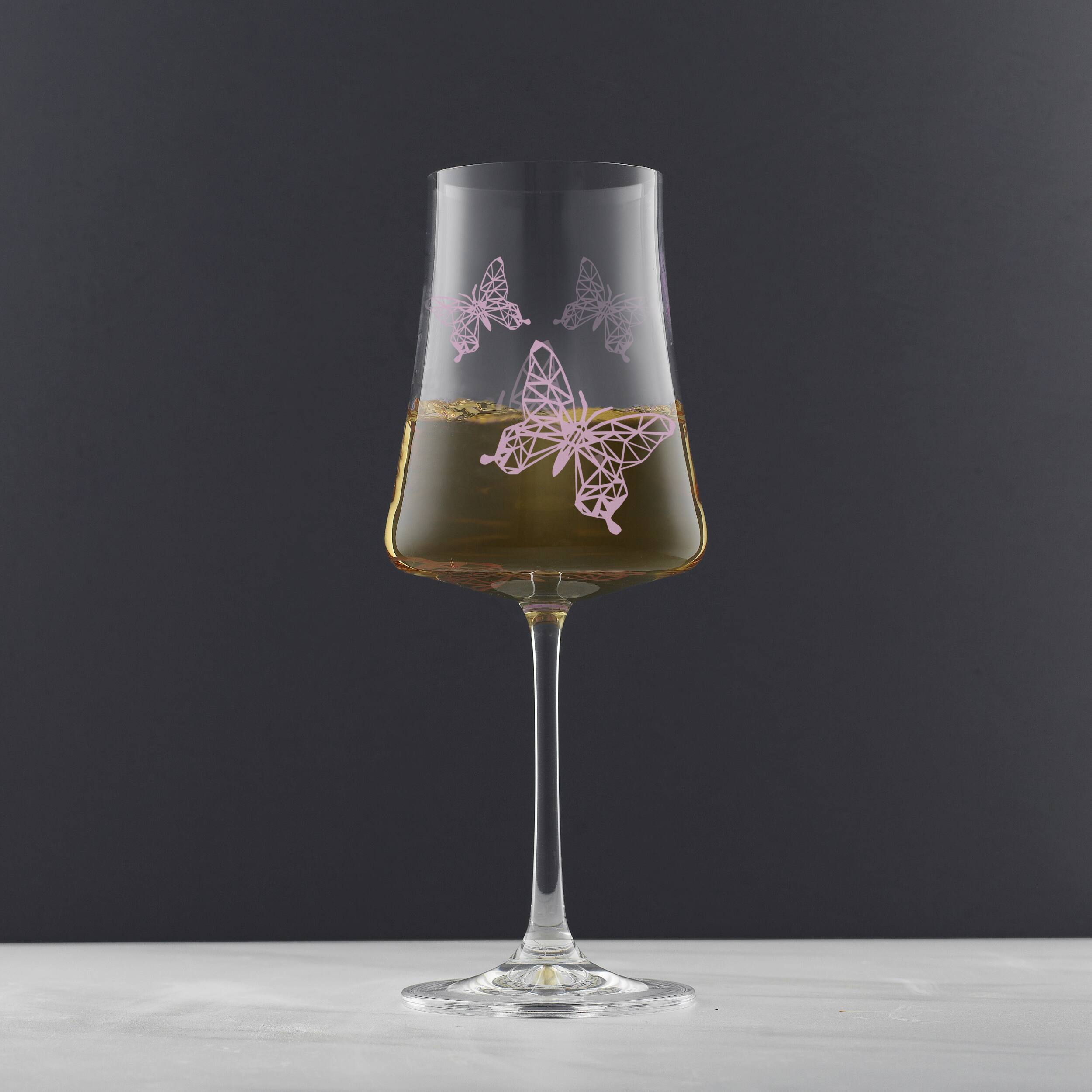 JoyJolt® 19oz. Meadow Butterfly Crystal White Wine Glass Set, 2ct.
