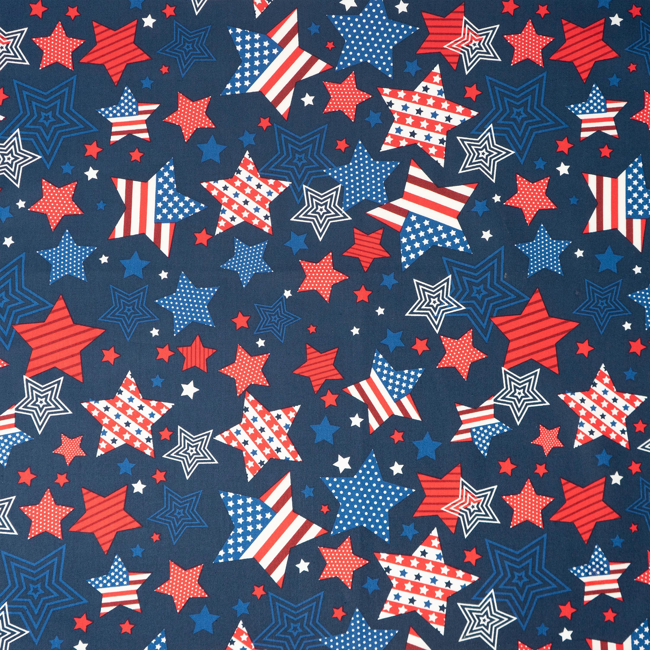 SINGER Patriotic Star Allover on Navy Print Ringspun Cotton Fabric
