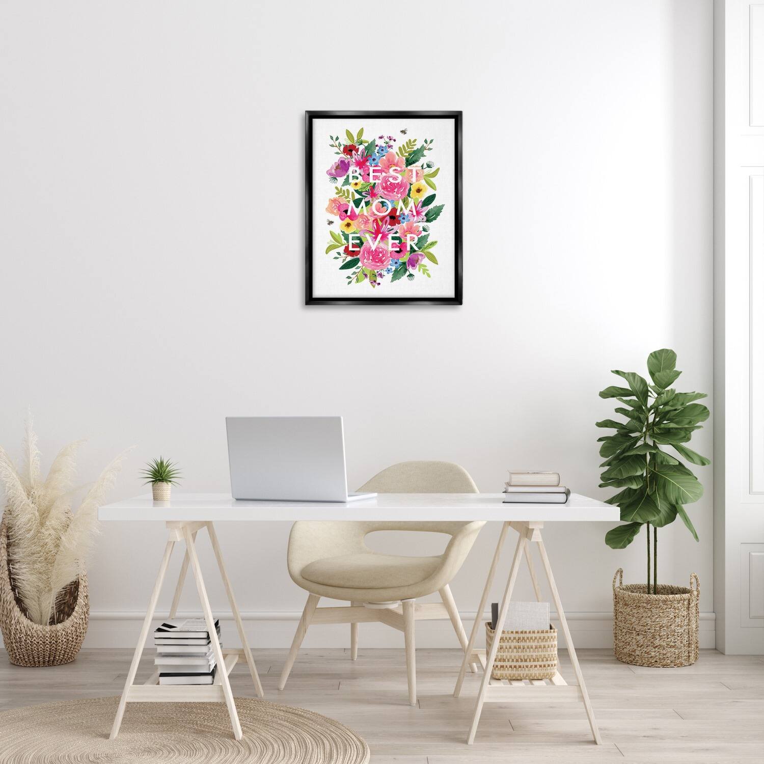 Stupell Industries Floral Best Mom Ever Floater Framed Art