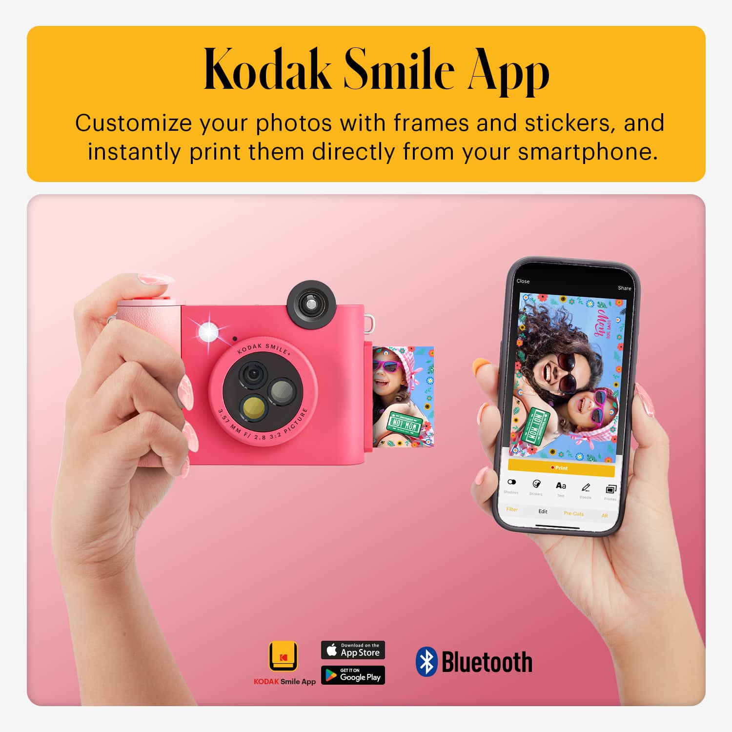 KODAK Smile+ Fuchsia Wireless Digital Instant Print Camera