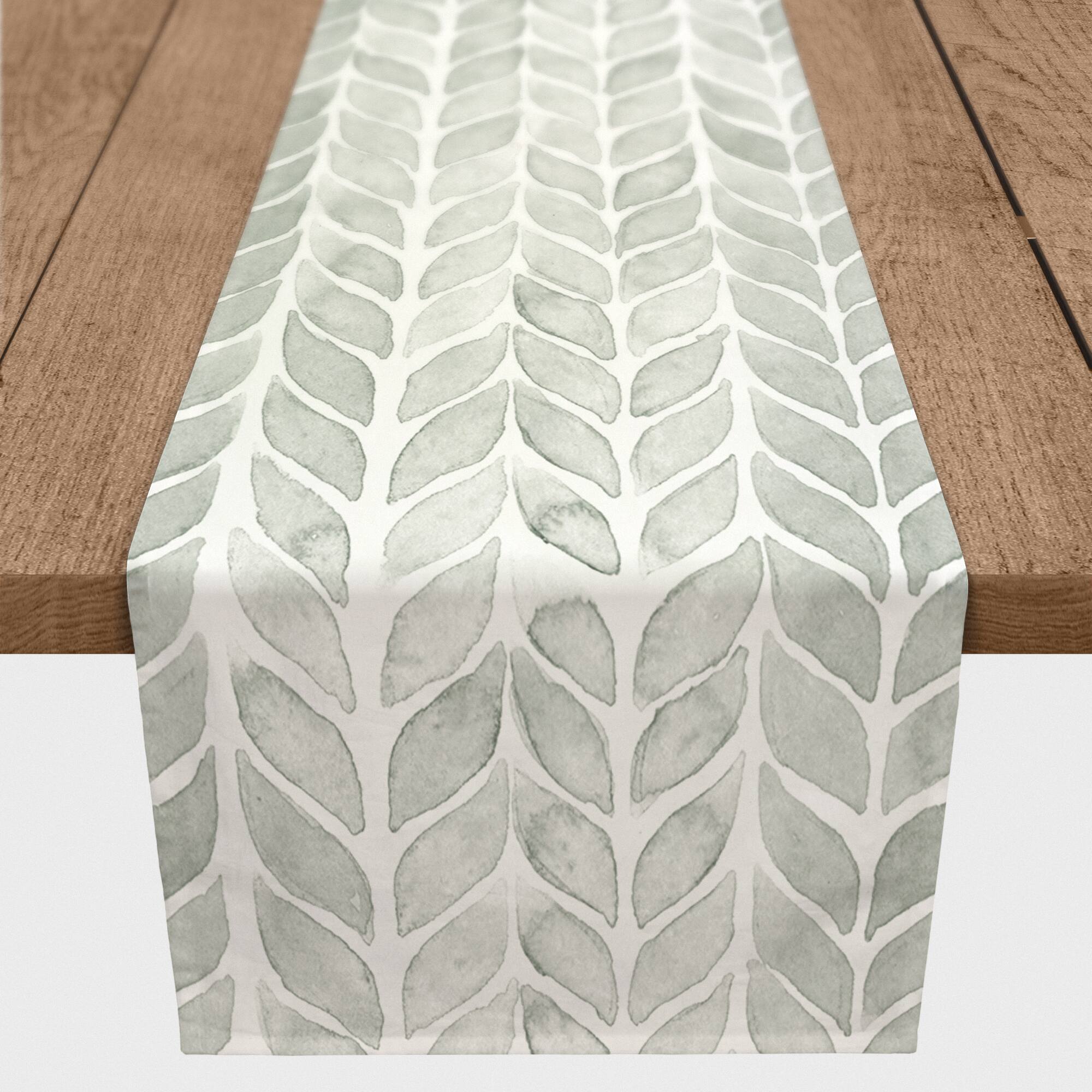 Soft Green Stripes Outdoor Table Runner